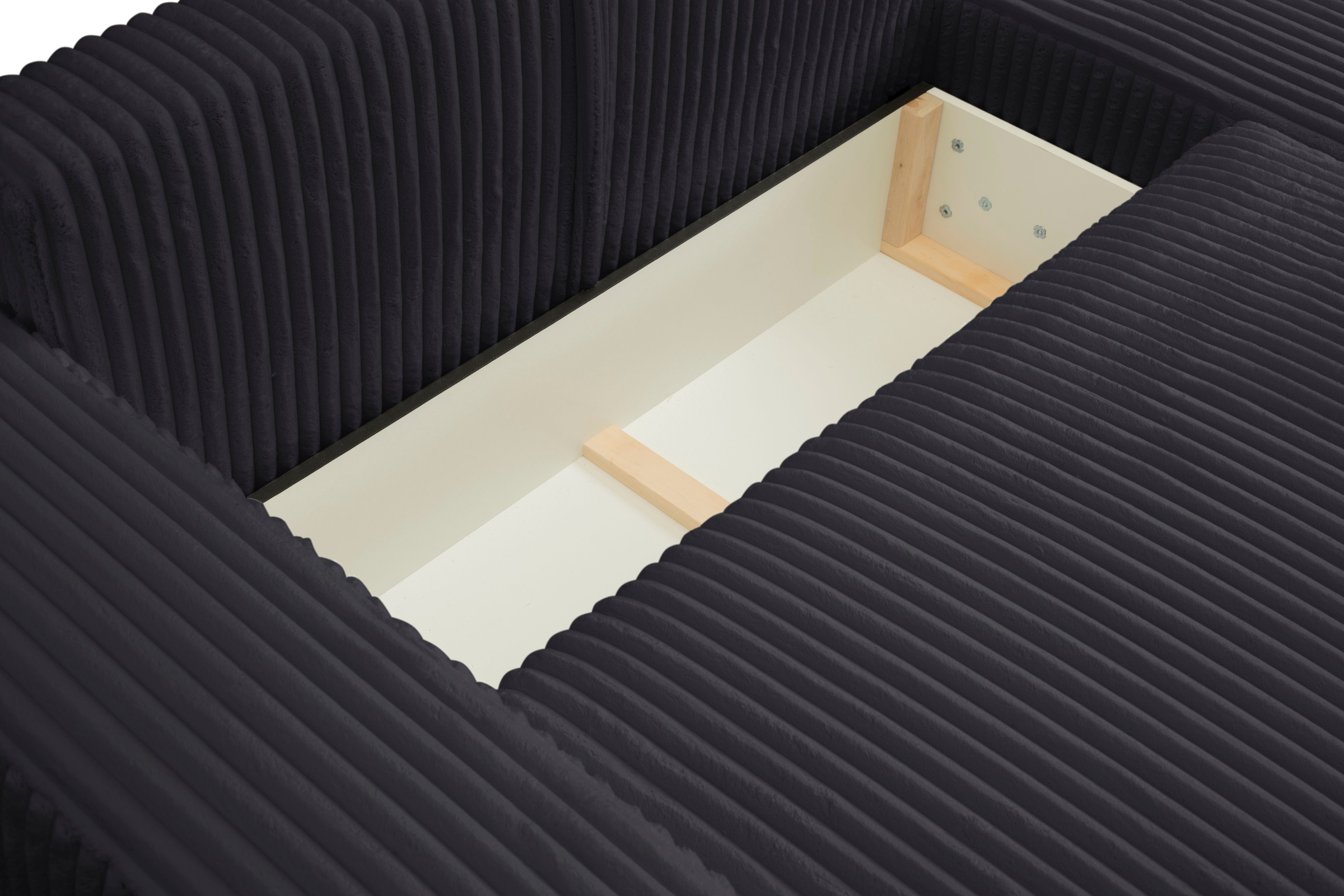 WERK2 Ecksofa »Rotterdam-L, kuschelweicher Cord oder Breitcord, L-Form, Breite 267 cm«, Design Ecksofa mit Schlaffunktion & Bettkasten, Breitcord, Schwarz