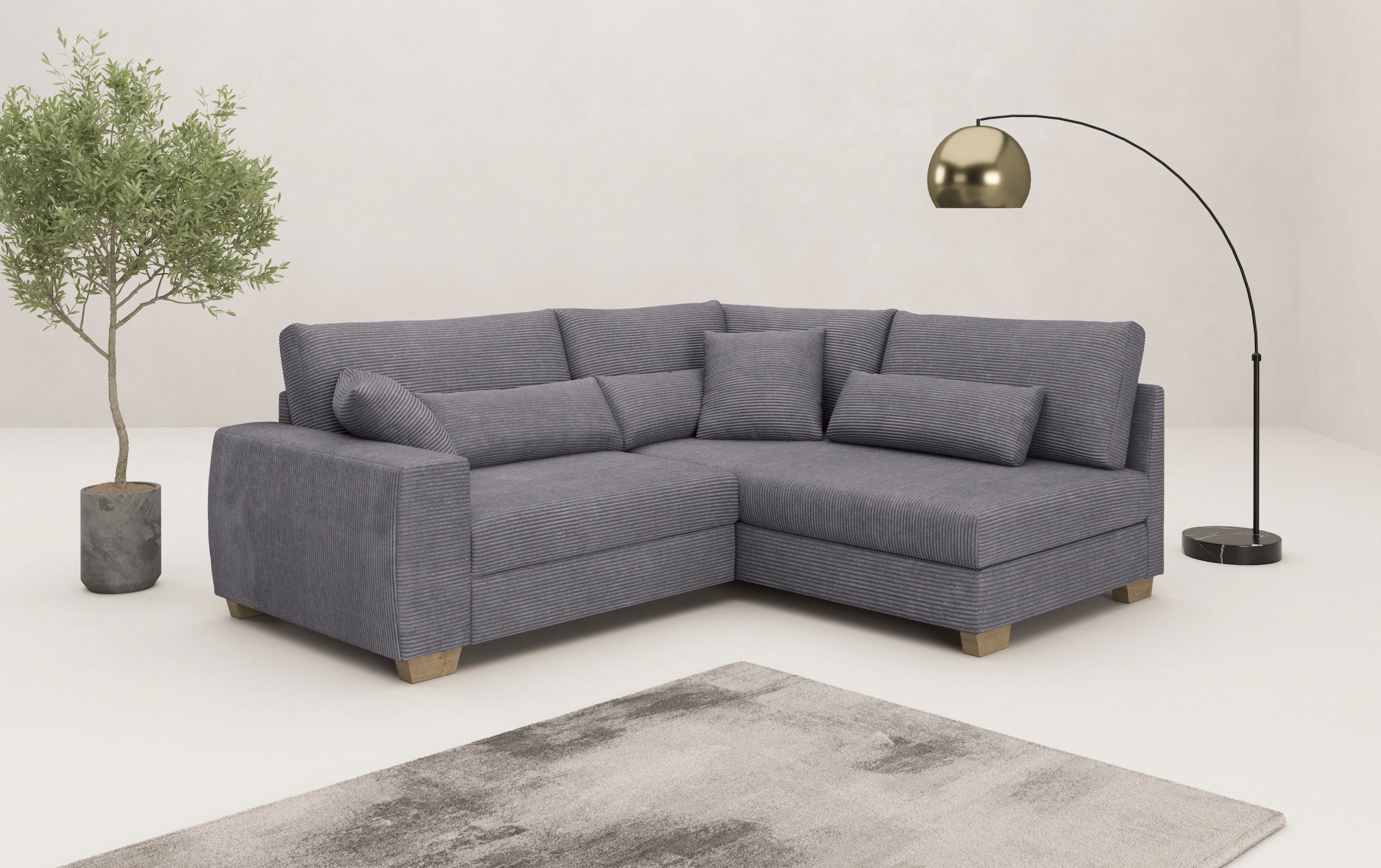 Mr. Couch Ecksofa »Hilla L-Form« Mit Federkern, wahlweise mit Bettfunktion günstig online kaufen