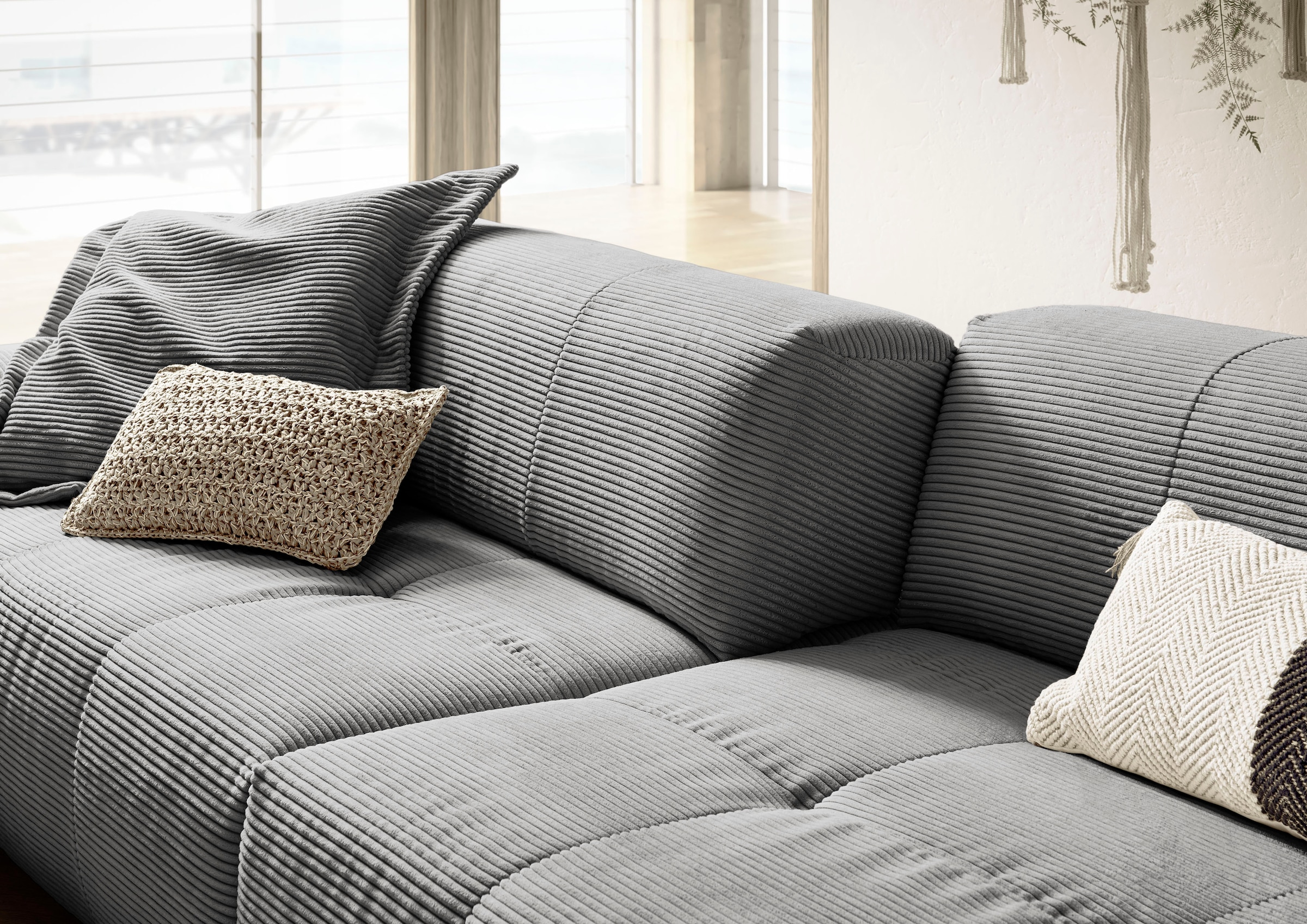 3C Candy Big-Sofa »Yoshy«, Zwei in verstellbare online Rückenlehne, Sitztiefen Cord kaufen durch Bezug