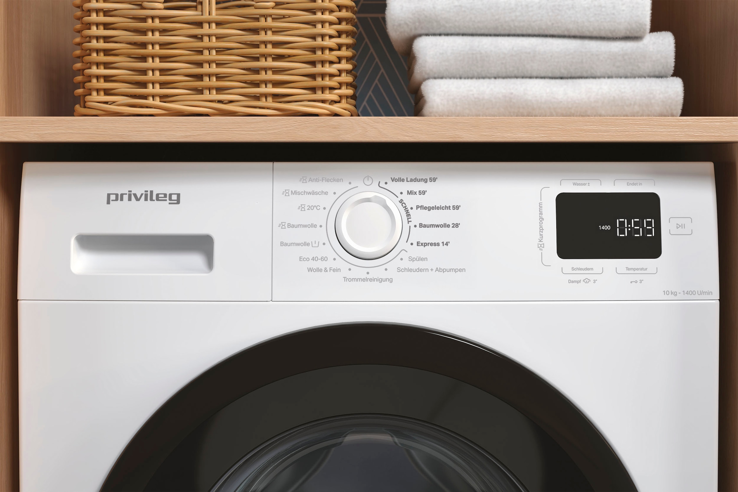 Privileg Waschmaschine MY TIME »PWF 1074A MY TIME DE«, 10 kg, 1400 U/min, Quick Cycles – 5 Programme in unter 1 Stunde