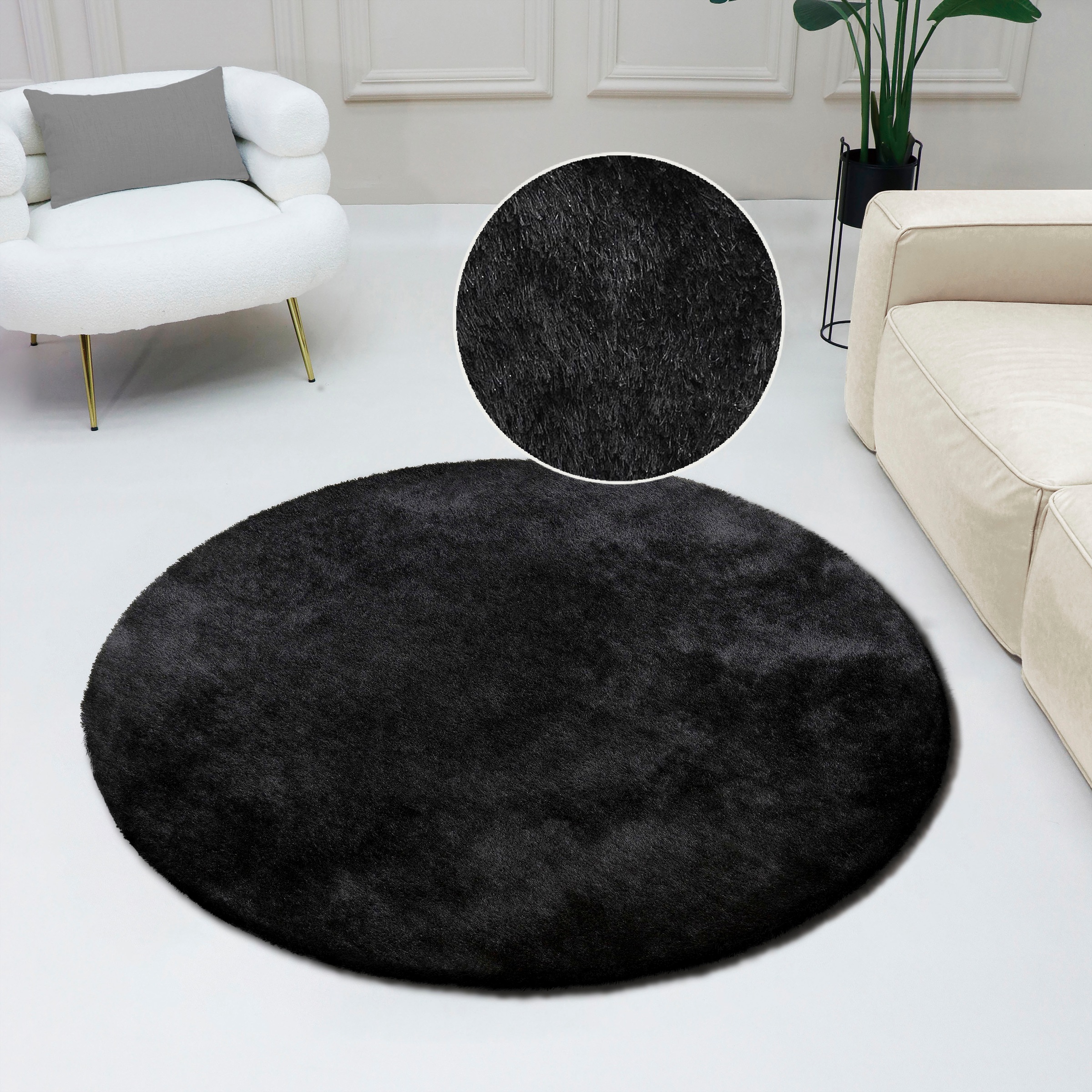 Bruno Banani Hochflor-Teppich »Dana Teppich, Kundenliebling«, rund, 30 mm H günstig online kaufen