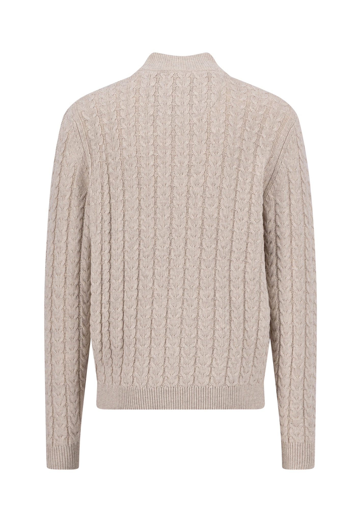 FYNCH-HATTON Troyer Strickpullover mit Zopfmuster und Knopfleiste, Woll-Anteil