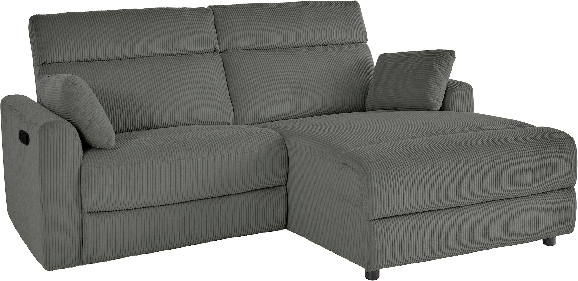 INOSIGN Ecksofa »JENNA, L-Form,  209cm, manuelle u. elektrische Funktion, mit USB A/C,« Liegefunktion 105°-150°, Federkern, Cord