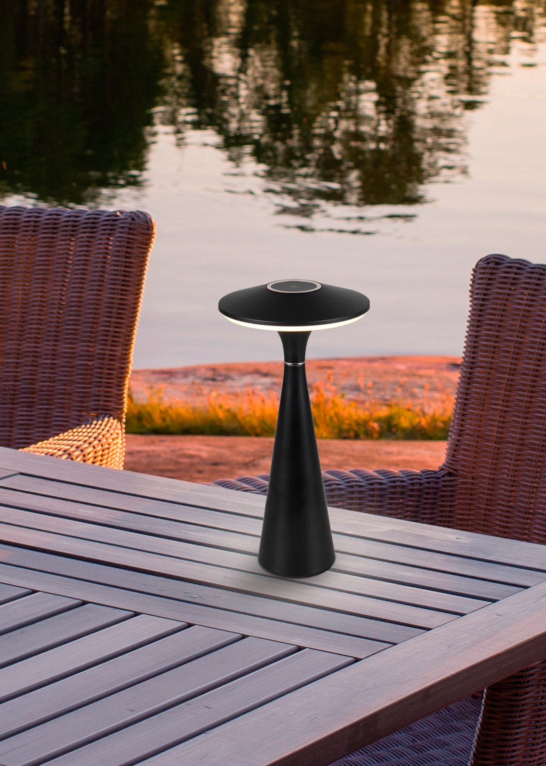 REALITY Leuchten LED Tischleuchte »TORREZ«, 1 flammig, Leuchtmittel LED-Board | LED fest integriert, in-Outdoor Akku Tischlampe mit USB-C, dimmbar, Lichtfarbe einstellbar