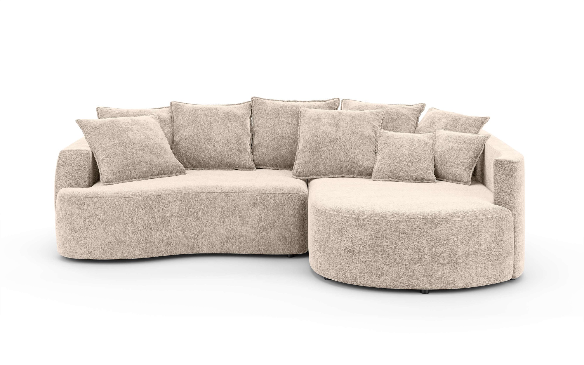 INOSIGN Ecksofa »Kahekili, Schlafsofa mit Bettkasten, Maße B/T/H: 255/181/90/ cm«, L-Form mit Wellenunterfederung, 7 Rückenkissen und 2 Zierkissen