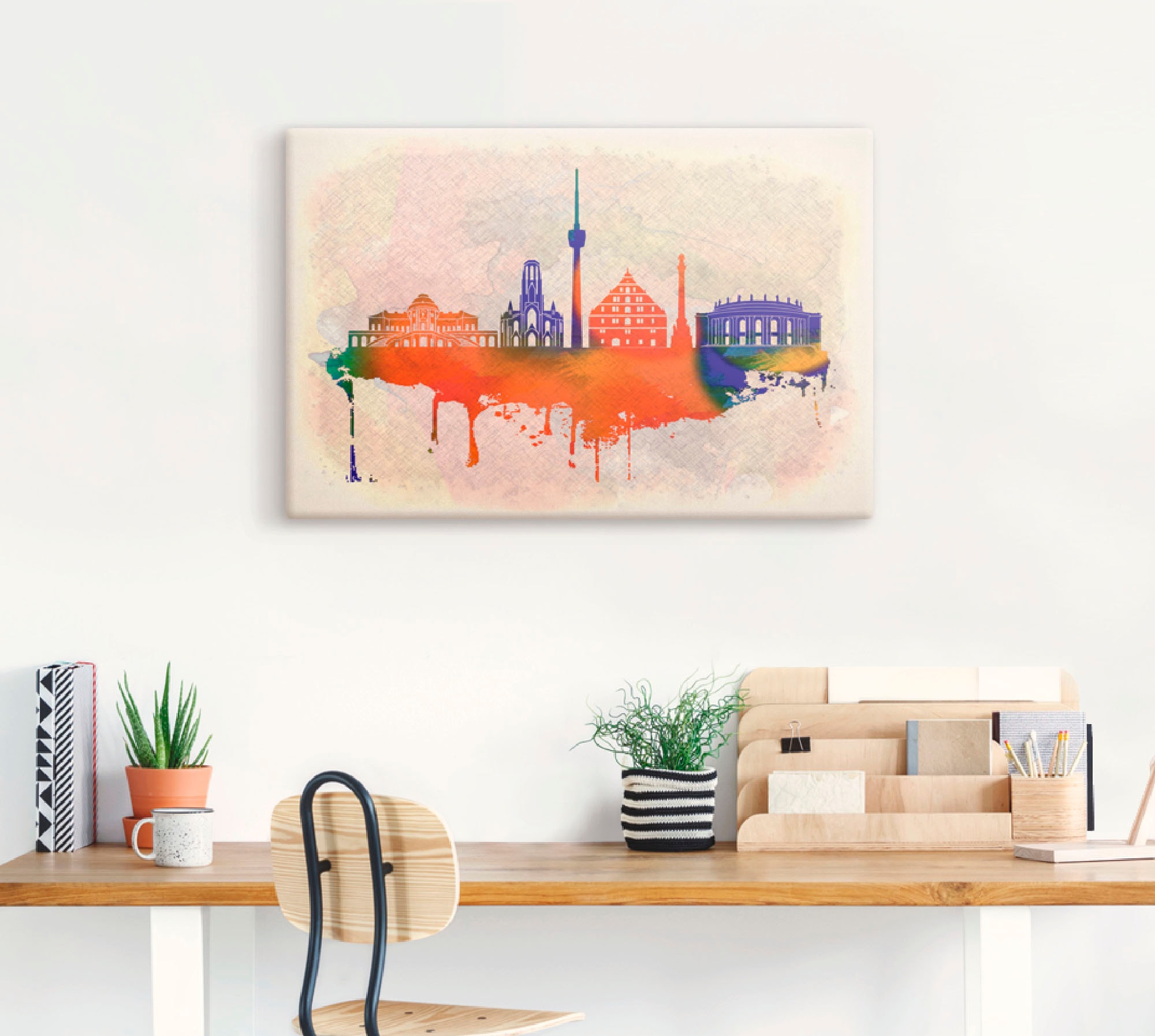 Artland Leinwandbild »Stuttgart Deutschland Skyline«, Deutschland, (1 St.), auf Keilrahmen gespannt