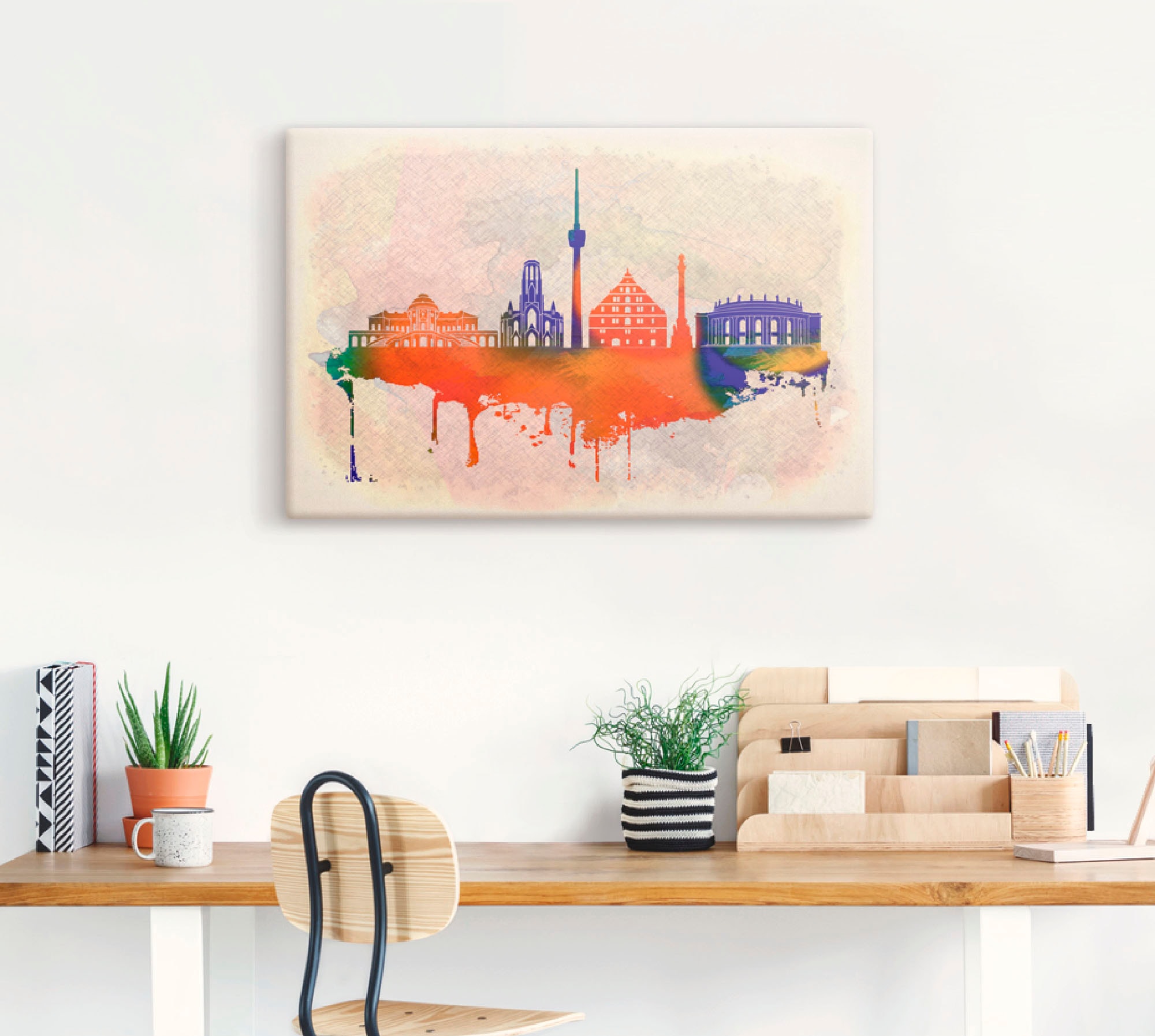 Artland Leinwandbild »Stuttgart Deutschland Skyline«, Deutschland, (1 St.), günstig online kaufen