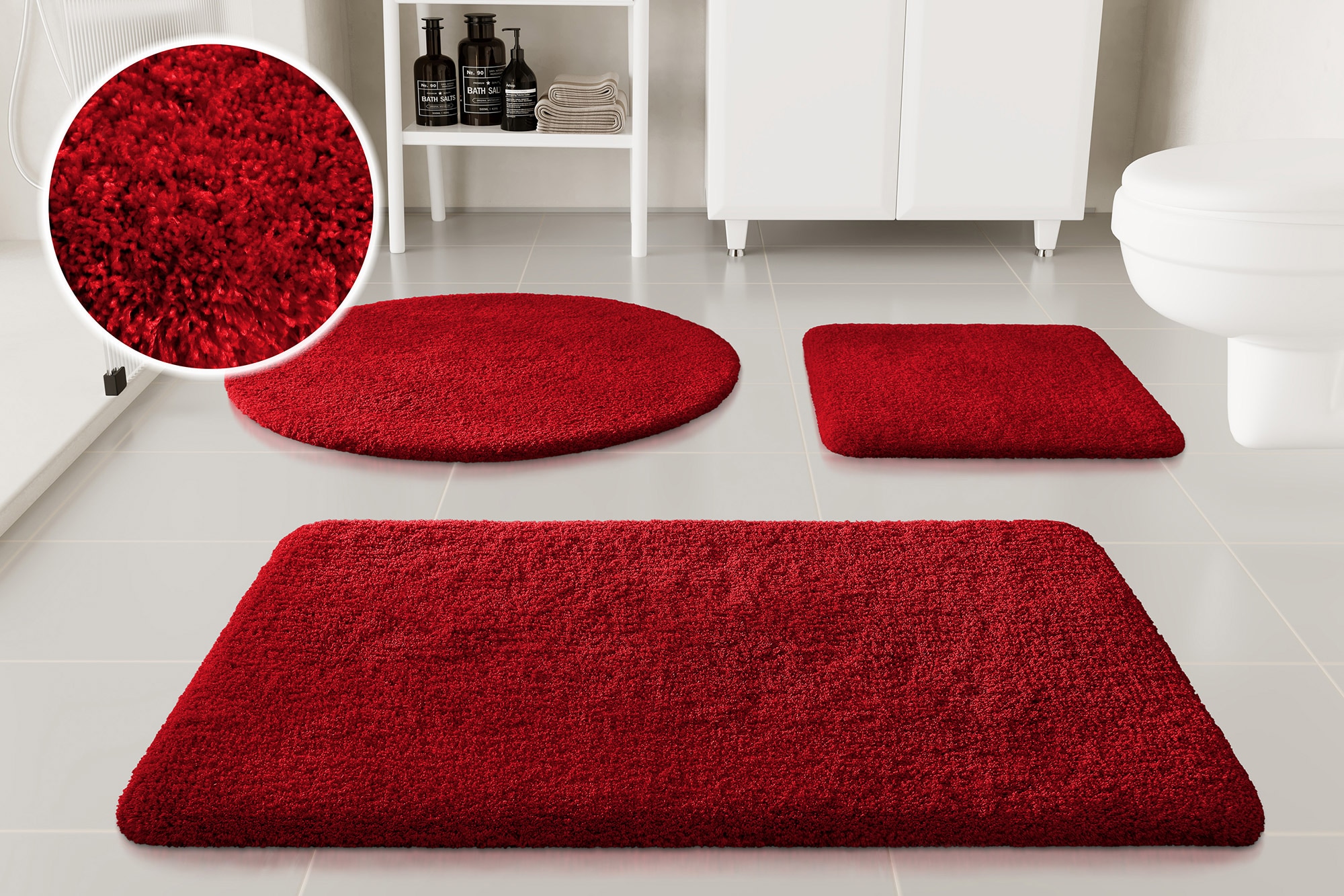 Otto Home Badematte "Kaarin", rot (kamin rot), rund ( Ø 90cm), 1 Stk.