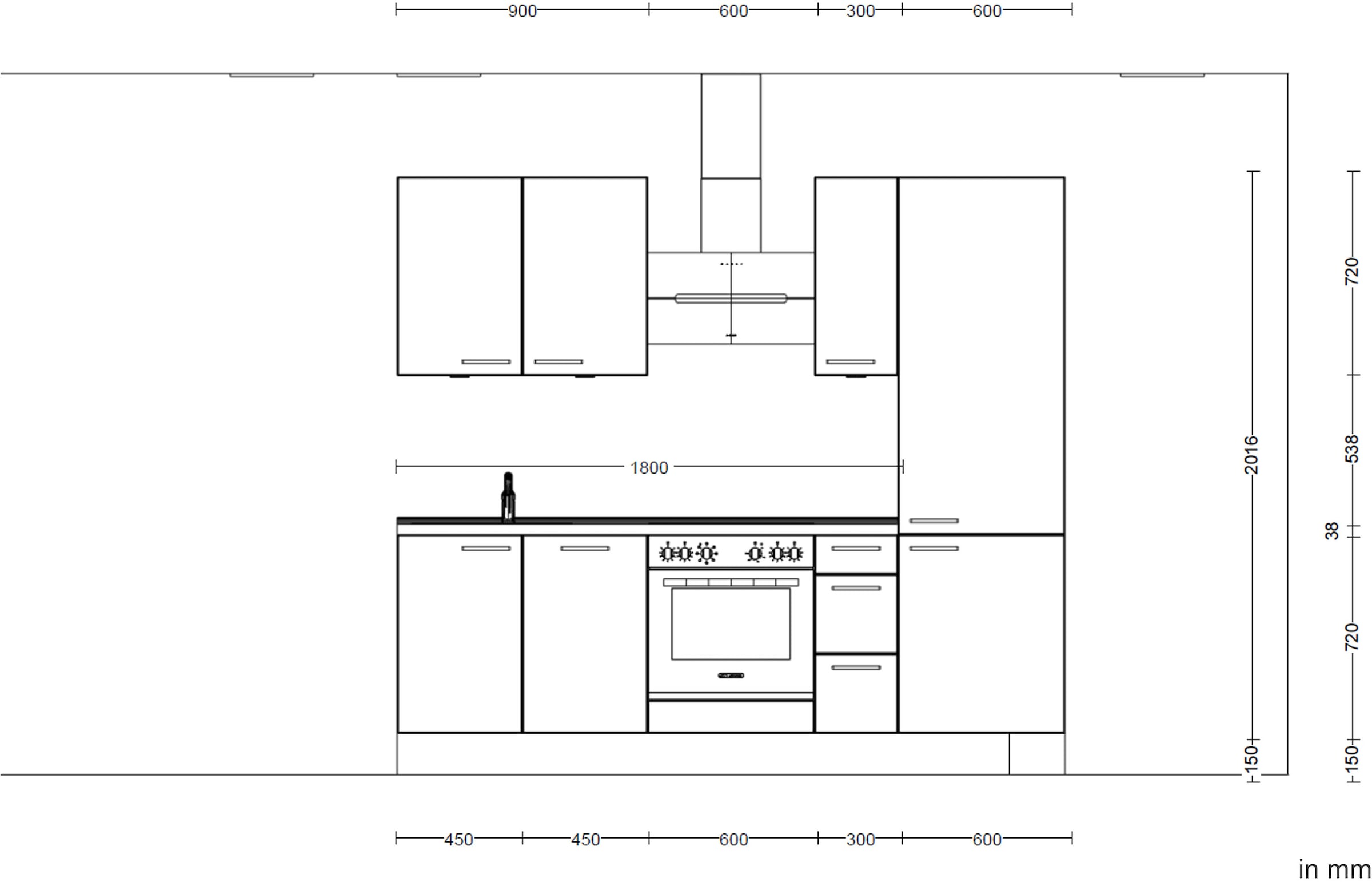 nobilia® Küchenzeile »"Easytouch II"« vormontiert, Ausrichtung wählbar, Breite 240 cm, wahlw. mit E-Geräten