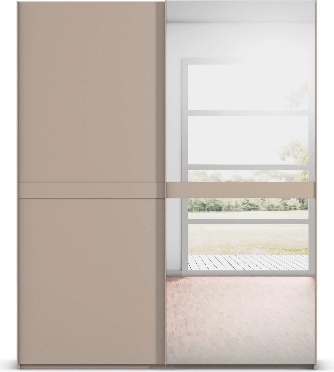 rauch Schwebetürenschrank »Kleiderschrank Schrank Garderobe Schlafzimmerschrank SCALE-LINE« edle Optik mit Bauchbinde in Korpusfarbe mit Spiegel MADE IN GERMANY