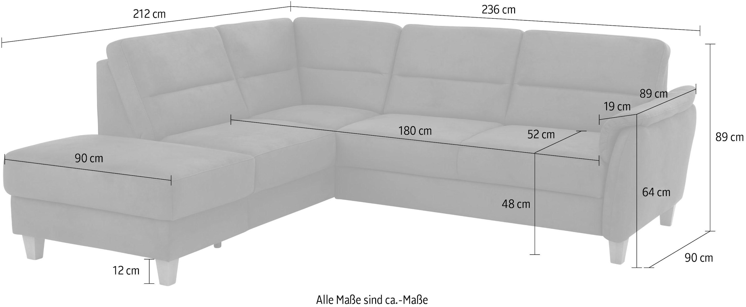 Home affaire Ecksofa »Palmera L-Form«, Federkern, wahlweise mit Bettfunktion und mit/ohne Stauraum