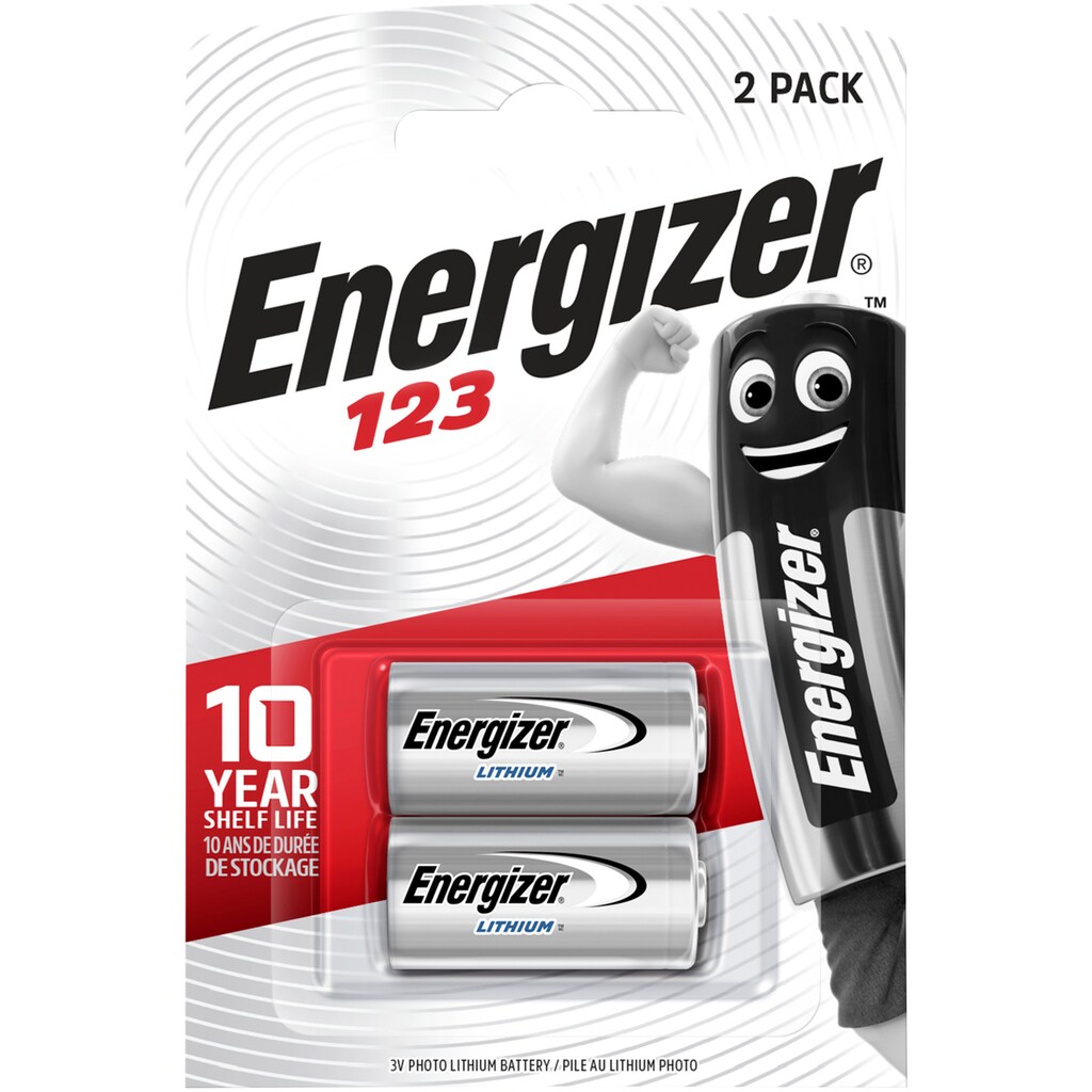 Energizer Batterie »2 Stk Lithium Photo 123«, 3 V, (2 St.), für Hightech Geräte, bis zu 10 Jahren Haltbarkeit bei Lagerung