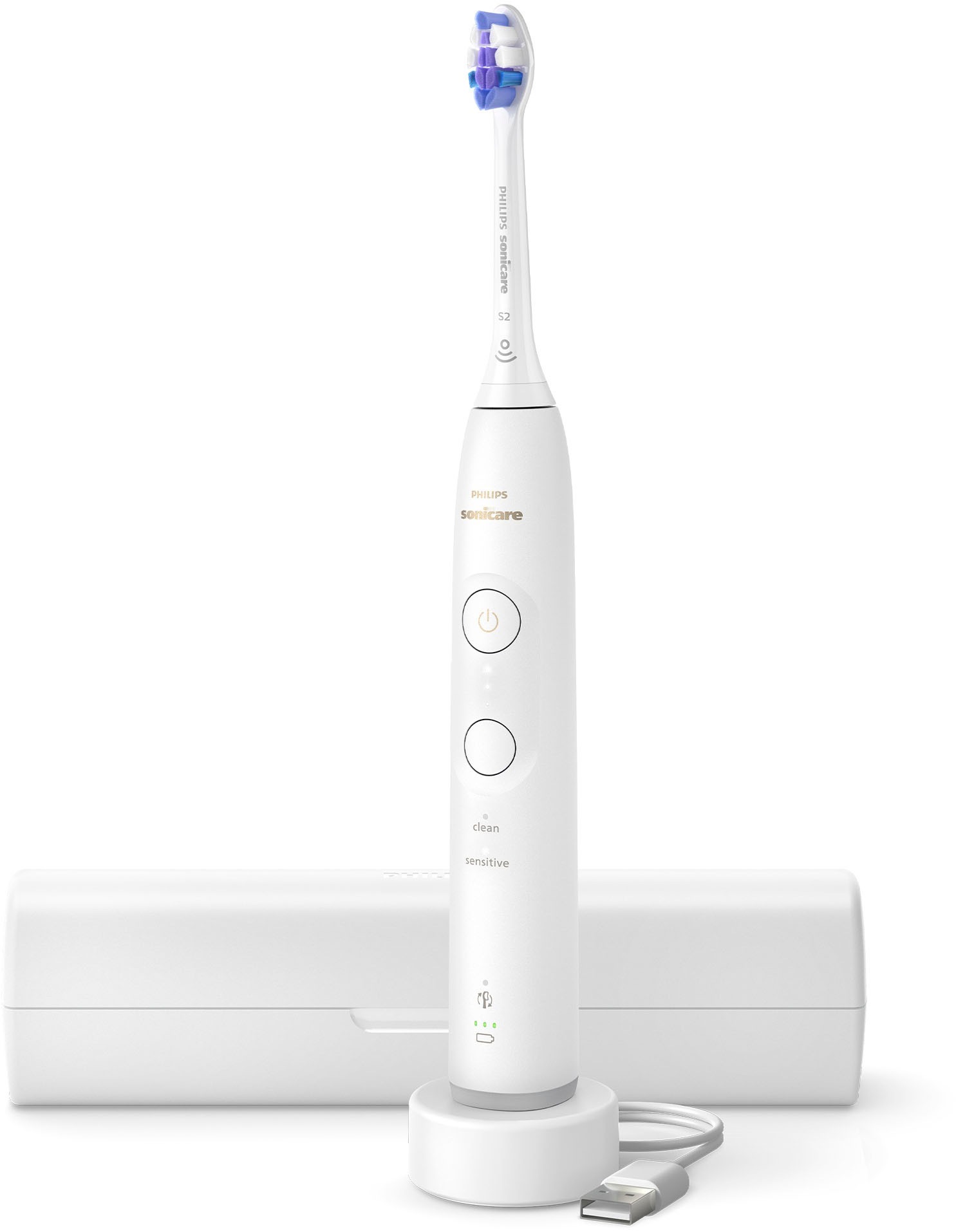 Philips Sonicare Elektrische Zahnbürste »Series 6100«, 1 St. Aufsteckbürsten, mit Andruckkontrolle, 2 Putzeinstellungen und 3 Intensitätsstufen
