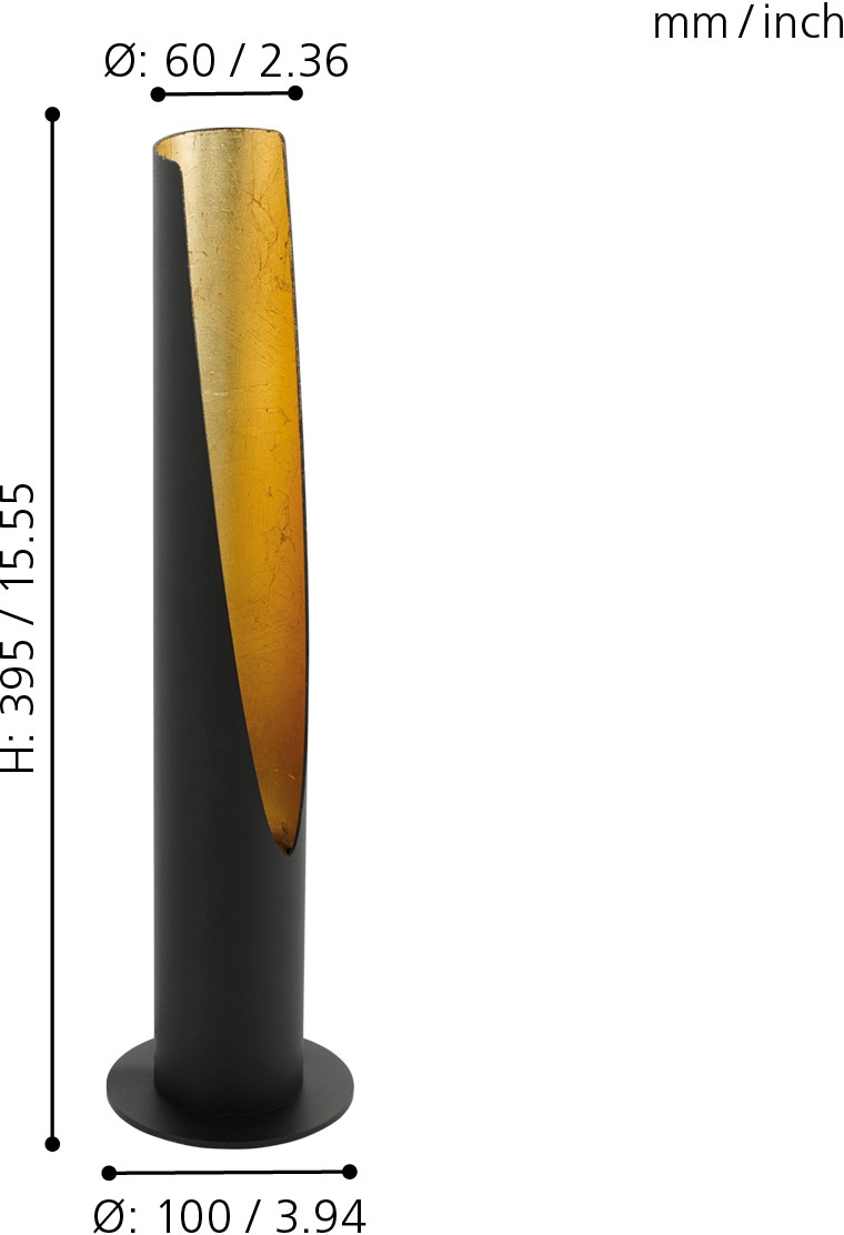 EGLO LED Tischleuchte »BARBOTTO«, LED-Board-GU10, Warmweiß, schwarz, gold / Ø6 x H39,5 cm / inkl. 1 x GU10 (je 4,5W, 400lm, 3000K) - aus Stahl - Tischlampe - Tischleuchte - Schreibtischlampe - Nachttischlampe - Nachttisch - Lampe