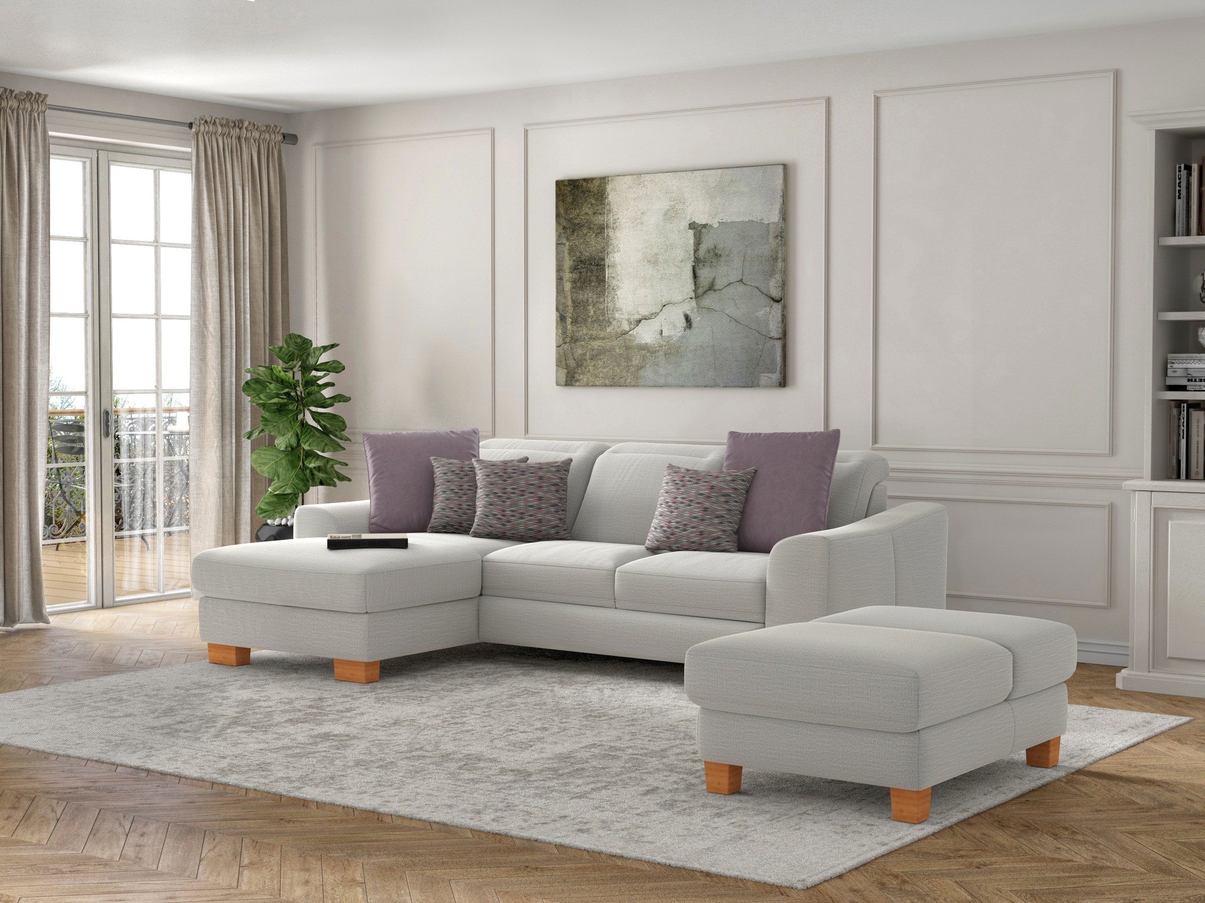 sit&more Polsterhocker »Dundee« mit Klappfunktion, Federkern und hochwertigen Massivholzfüßen