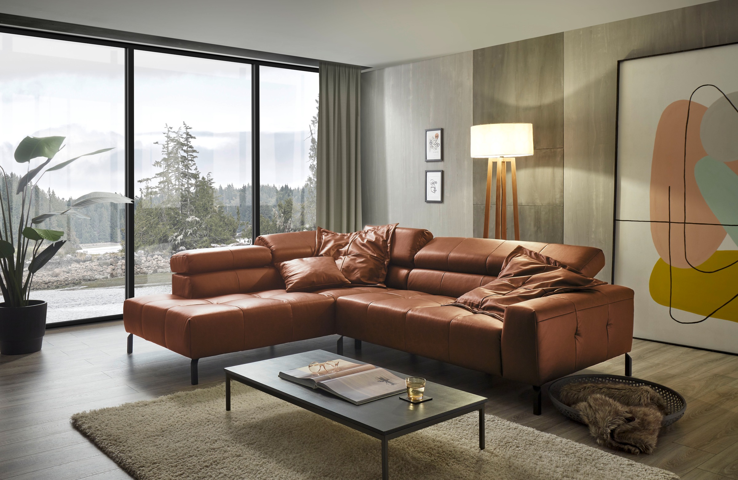 Places of Style Ecksofa »Claya, L-Form, incl. Kopfteilverstellung, Breite 276 cm«, wahlweise elektrischer Sitzvorzug