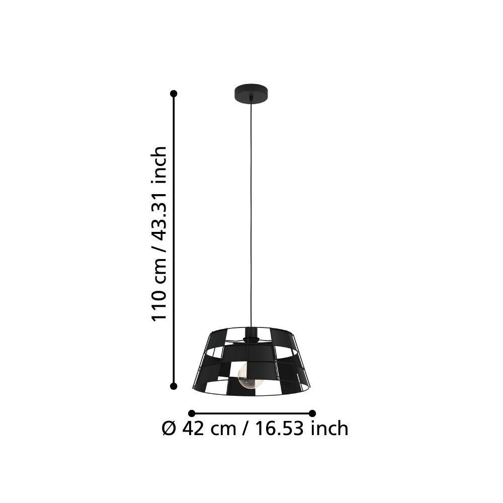 EGLO Hängeleuchte »PONTEFRACT«, 1 flammig-flammig, Pendelleuchte, runde Hängeleuchte aus Metall in Schwarz, Ø 42 cm