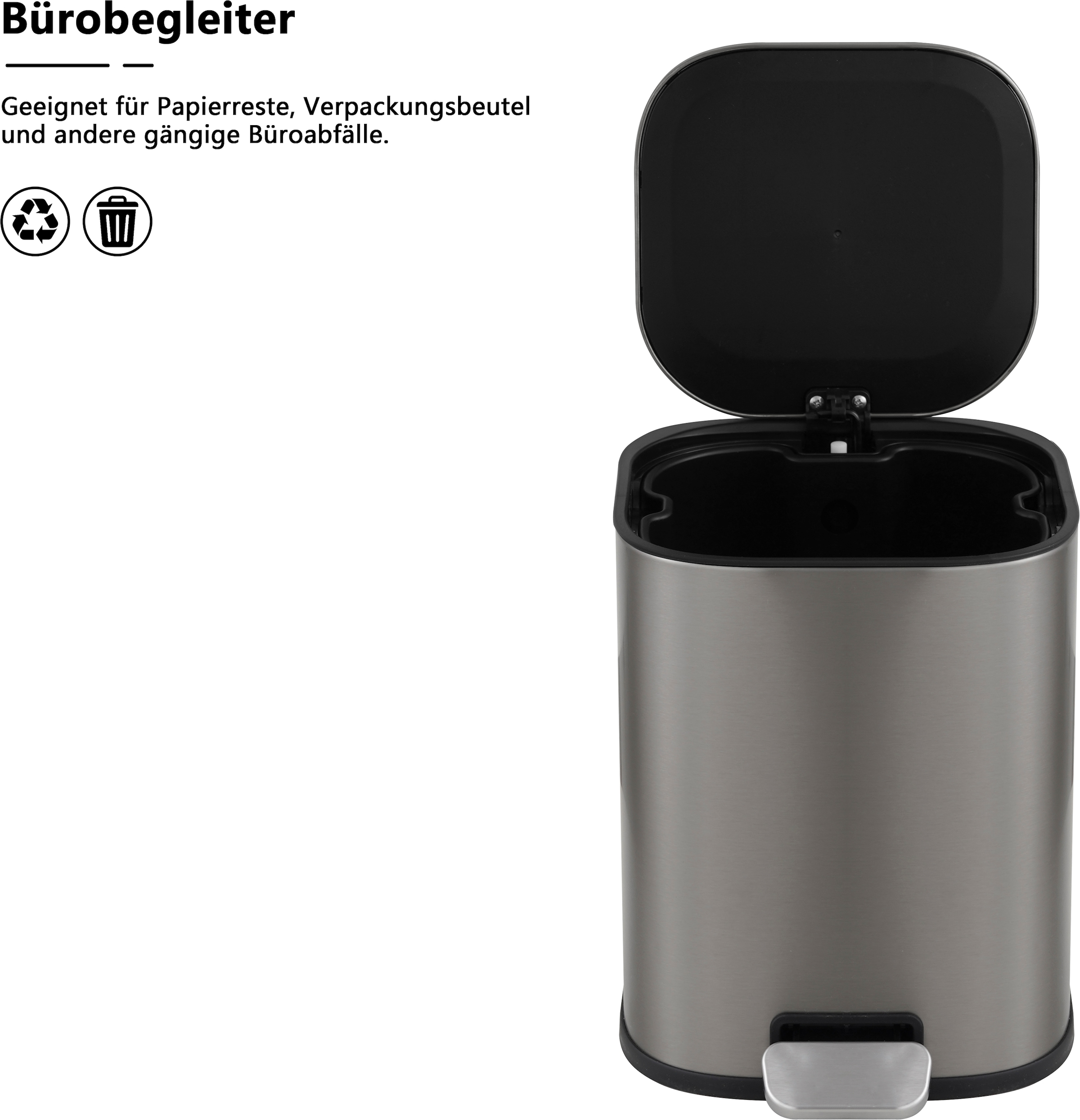 OTTO home Mülleimer »Keenna, Soft Close, mit verstecktem Griff« 1 Behälter Treteimer für Küche oder Bad, Abfalleimer mit Deckel