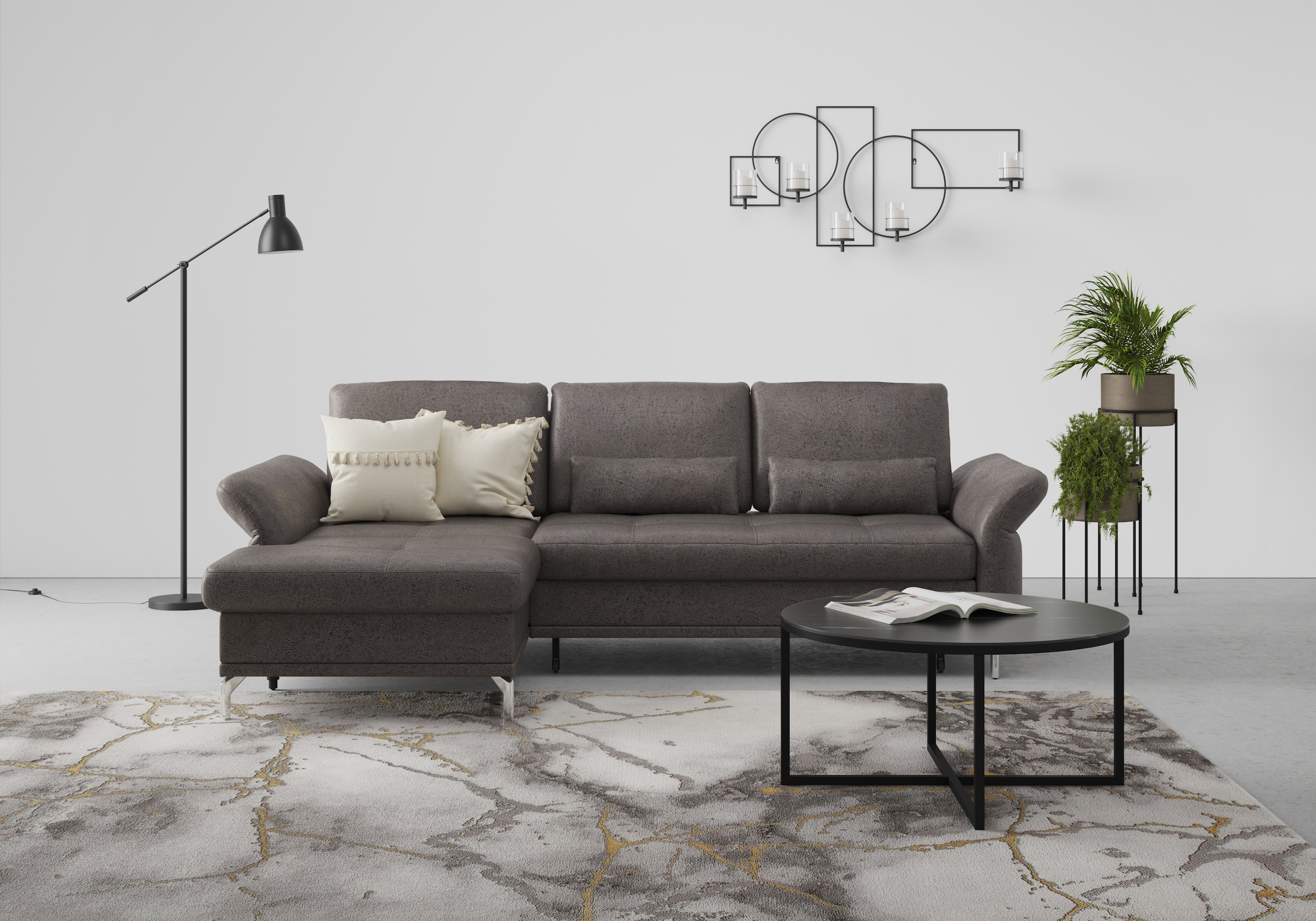 Home affaire Ecksofa »Palm Beach L-Form« Federkern, mit Sitztiefenverstellu günstig online kaufen