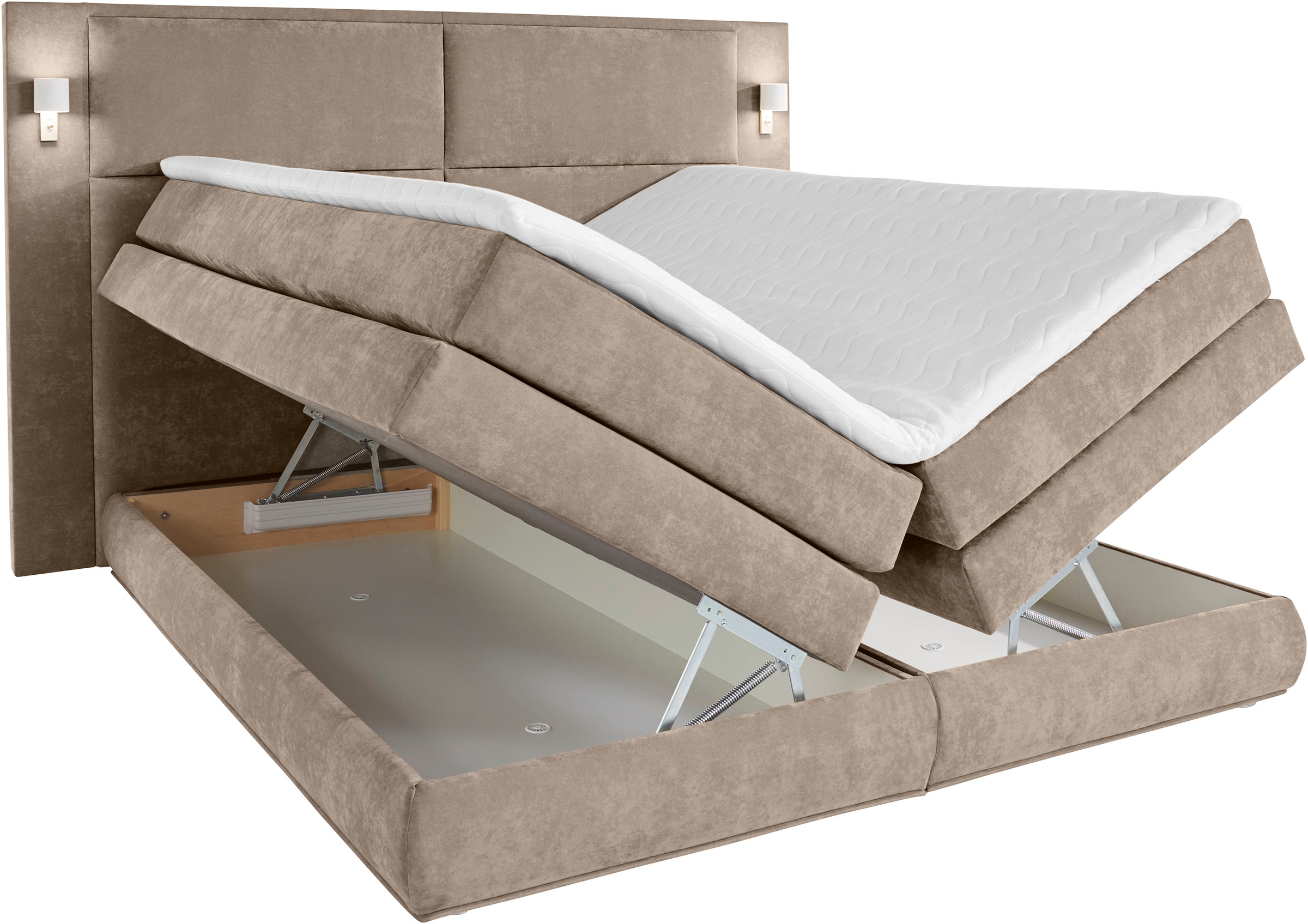 COLLECTION AB Boxspringbett Copenhagen, inklusive Bettkasten und Topper, wahlweise mit LED-Beleuchtung