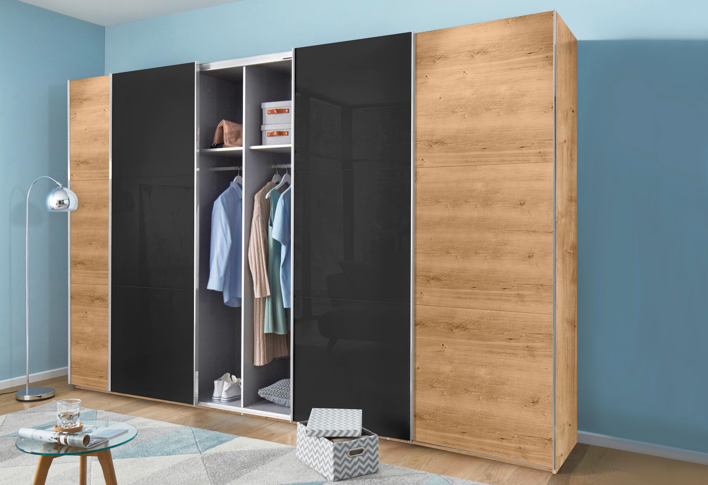 Wimex Schwebetürenschrank »Level by fresh to go«, mit Glastüren und Synchronöffnung