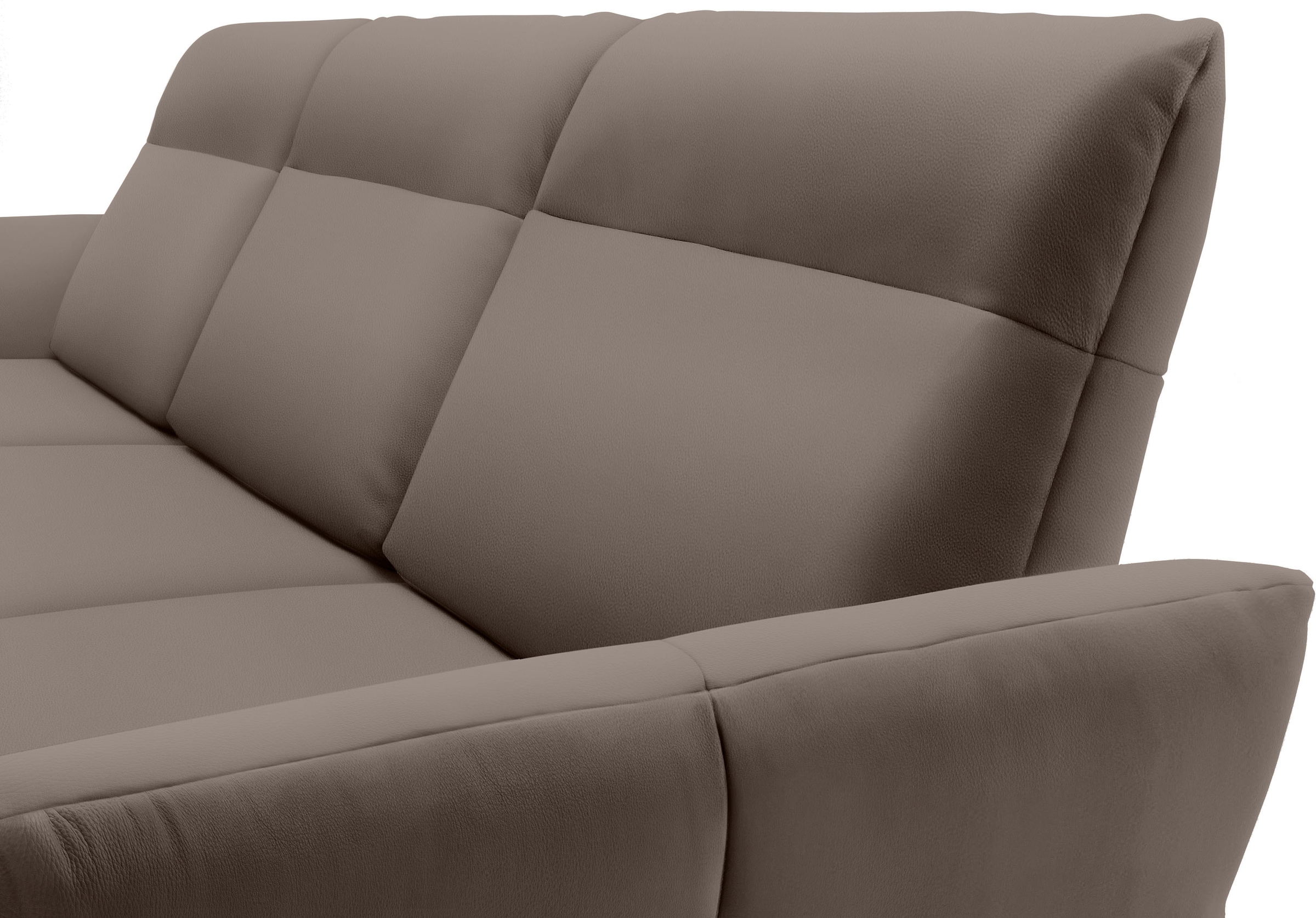 Creation BY ROLF BENZ Ecksofa »CR.460«, Sockel in Nussbaum, Winkelfüße in Umbragrau, Breite 338 cm