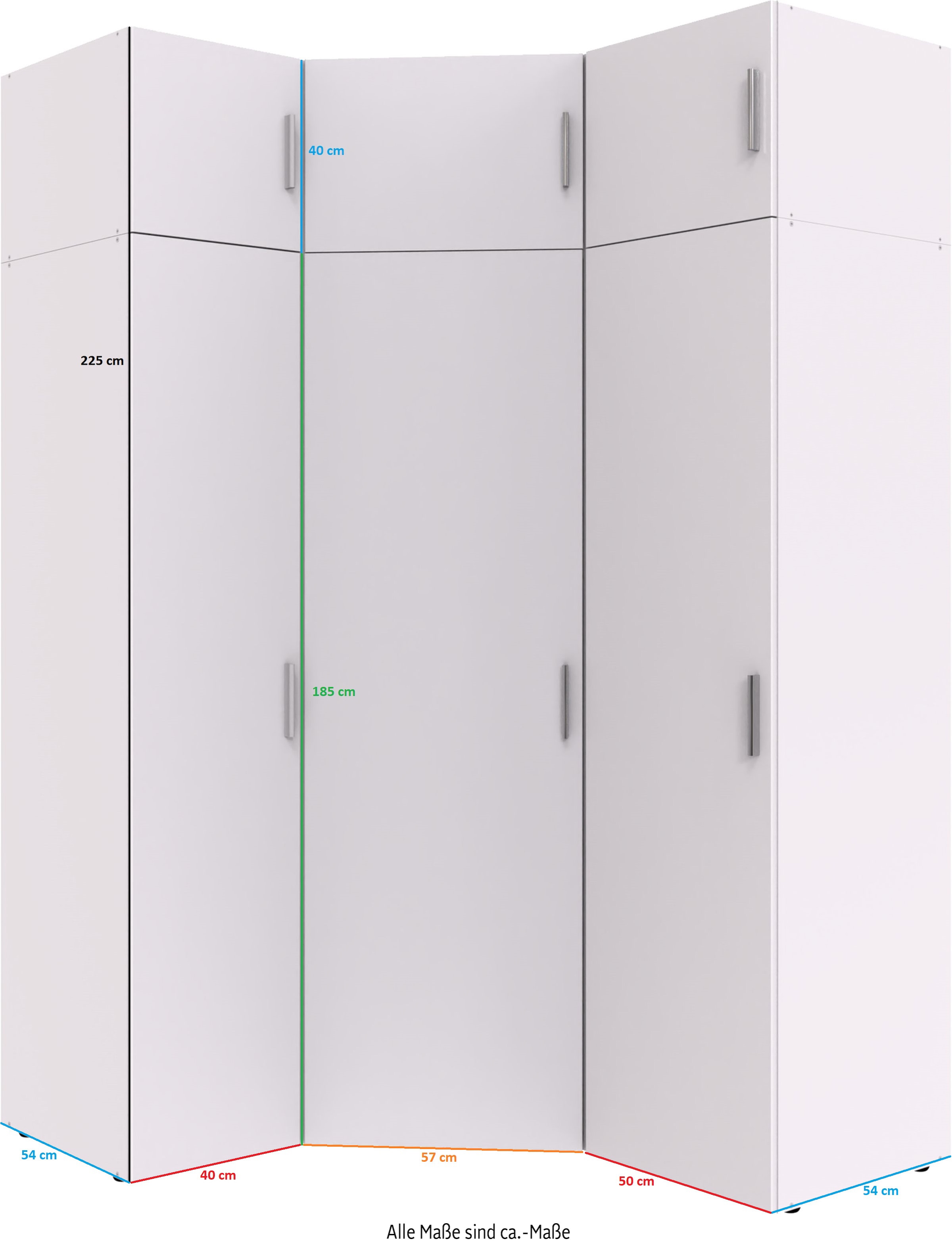 Wimex Schranksystem »Münster«, (Spar-Set, 6tlg: Eckschrank+ 2 Schränke 40cm und 50cm breit+ 3 Aufsatzmodule), Mehrzweckschrank