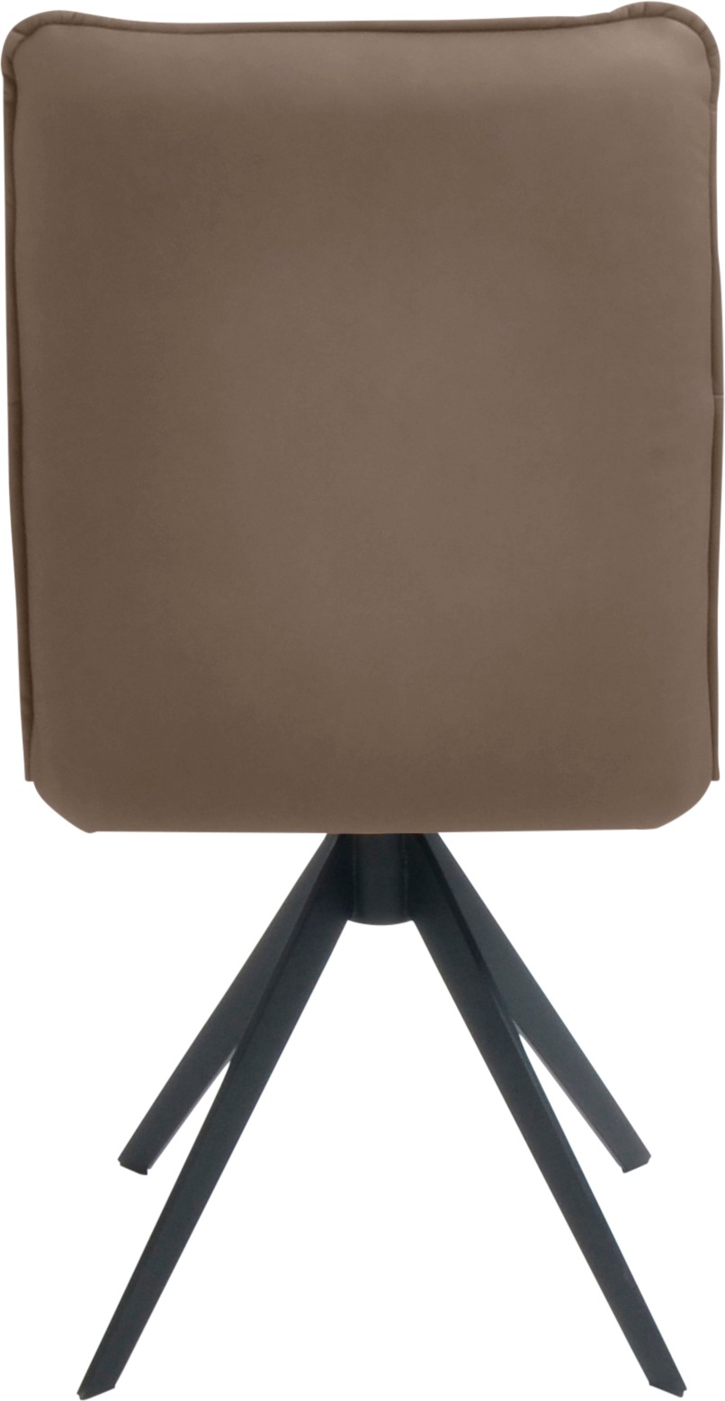 K+W Komfort & Wohnen Drehstuhl, Leder, Blitzdrehkreuz und Rückholfunktion, dekorativer 12mm Biese