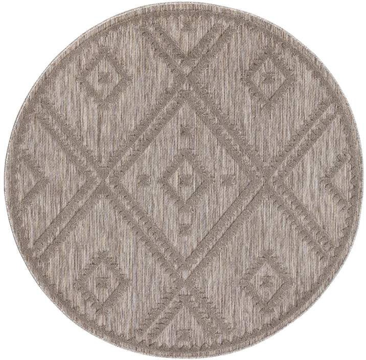 Carpet City Teppich »In-& Outdoorteppich Santorini 454, 3D-Effekt, Raute-Optik«, rund, 5 mm Höhe, Wetterfest & UV-beständig für Terrasse, Balkon, Küche, Flur