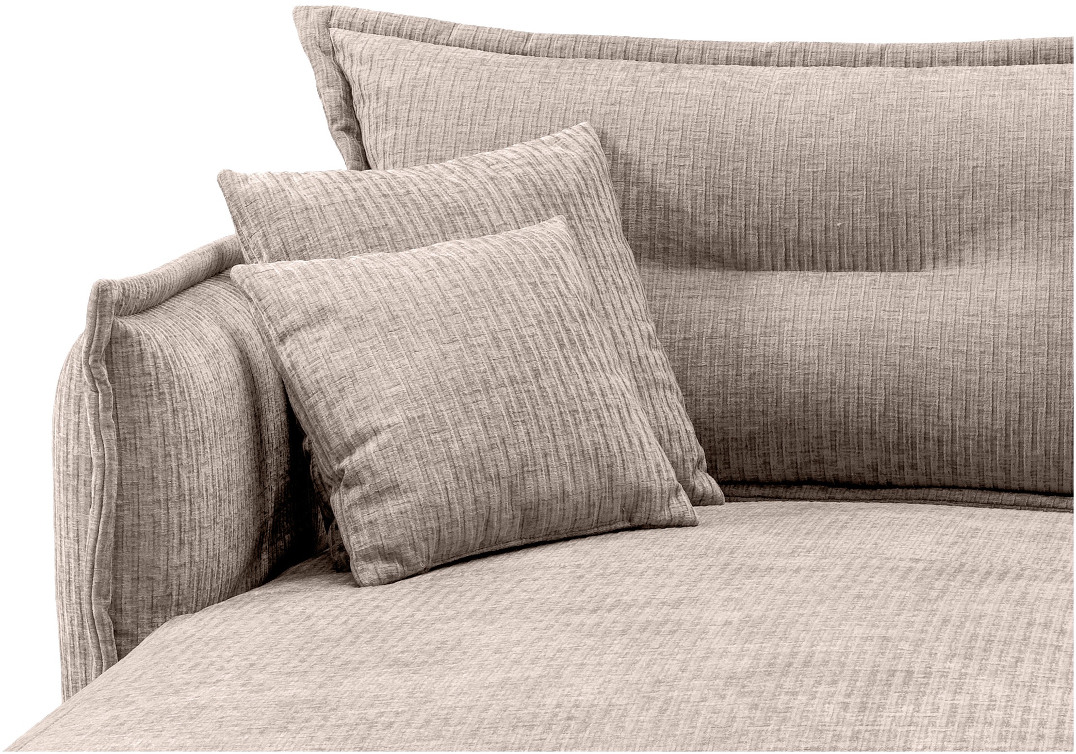 INOSIGN Ecksofa »Lazio modern und bequem, schmale Armlehnen, tolle Detailverarbeitung«, zwei verschiedene Fußfarben wählbar