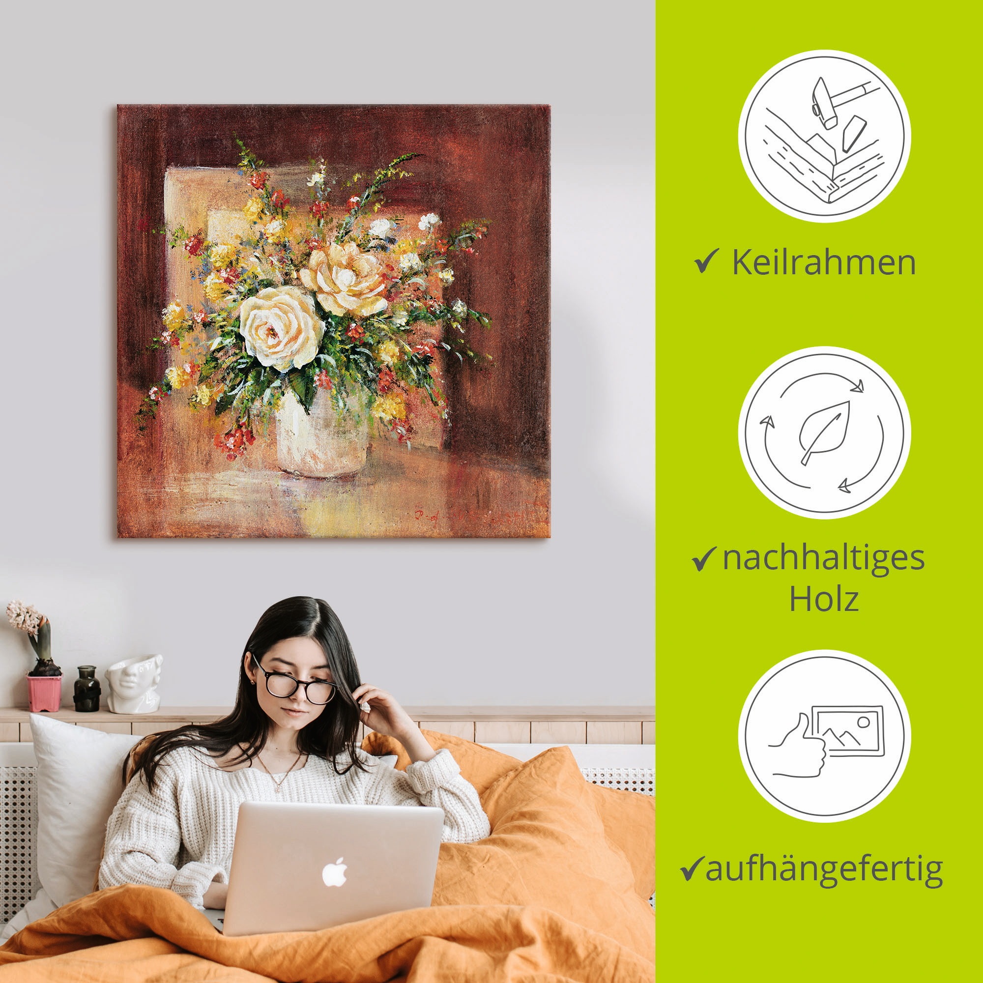Artland Wandbild »Spanische Blumen II«, Blumen, (1 St.), als Leinwandbild, Wandaufkleber in verschied. Größen