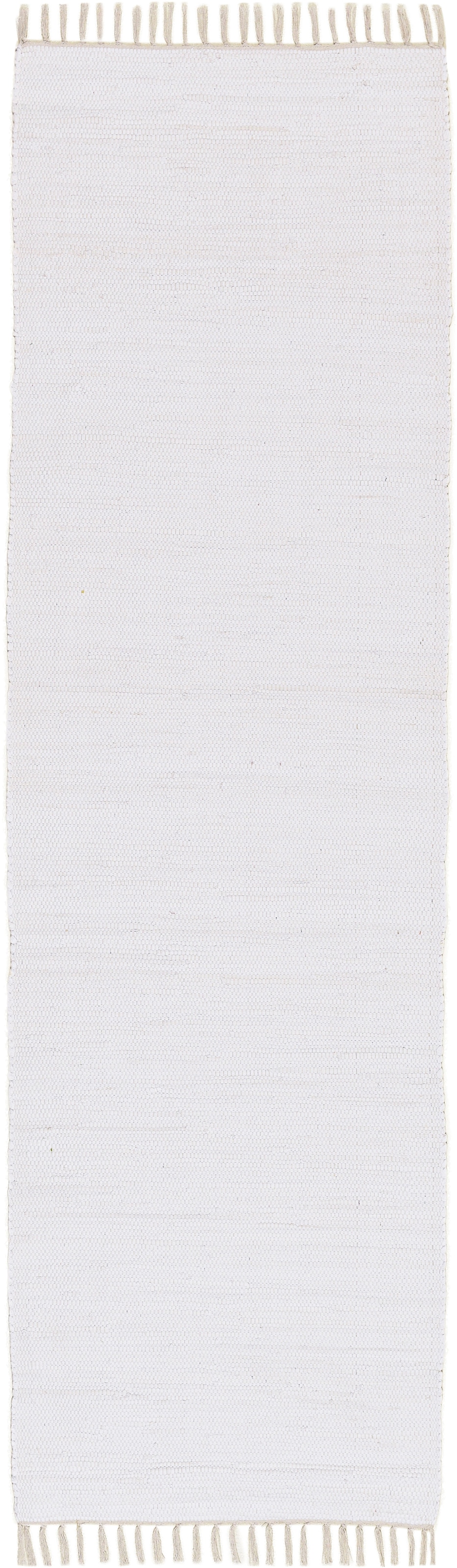 THEKO Teppich »Happy Cotton«, rechteckig, 5 mm Höhe, Handweb Teppich, Flachgewebe, reine Baumwolle, handgewebt, mit Fransen