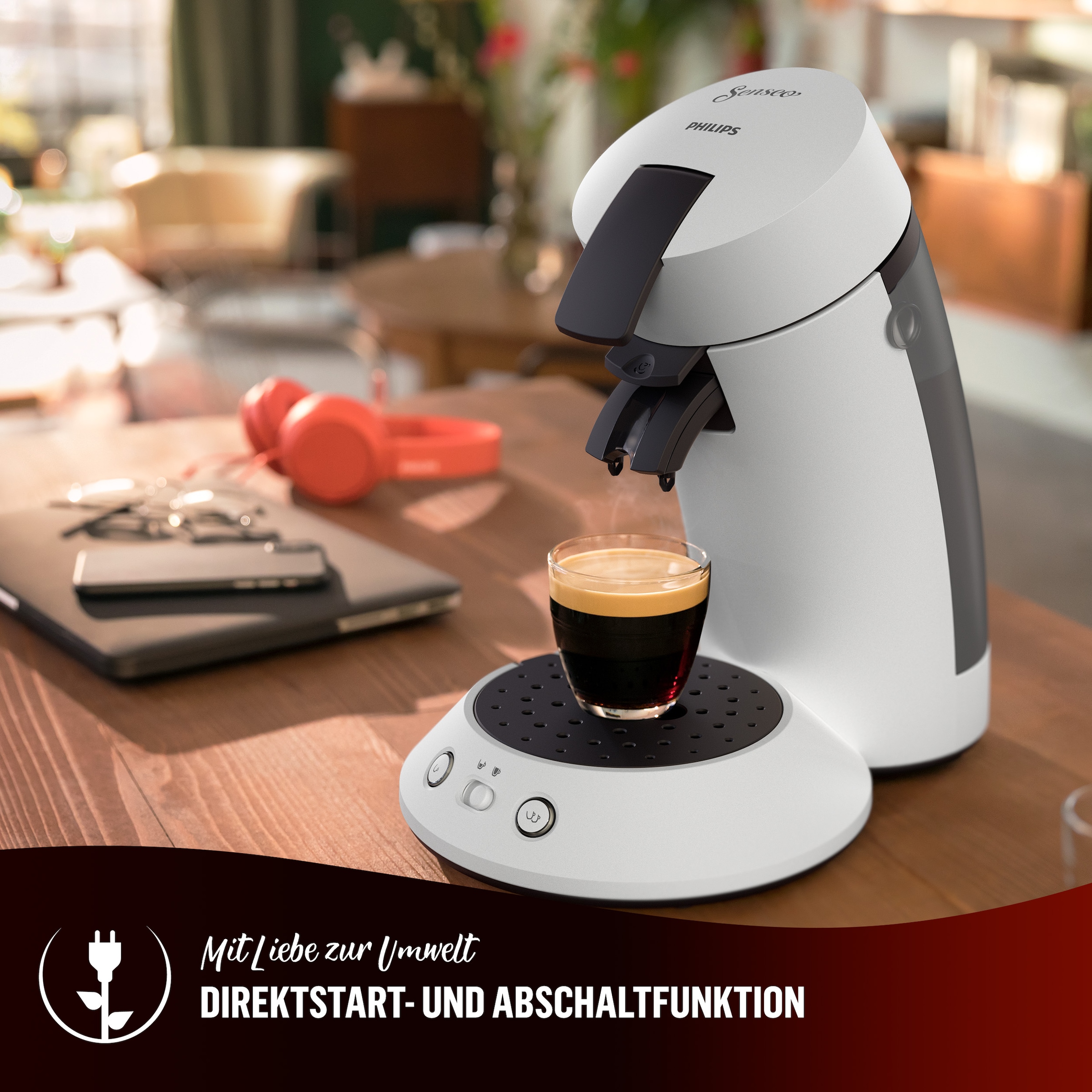 Philips Senseo Kaffeepadmaschine »Original Plus CSA210/10, mit zwei Kaffee-Einstellungen«, aus 28% rec. Plastik, inkl. Gratis-Zugabe (Wert 5 € UVP)