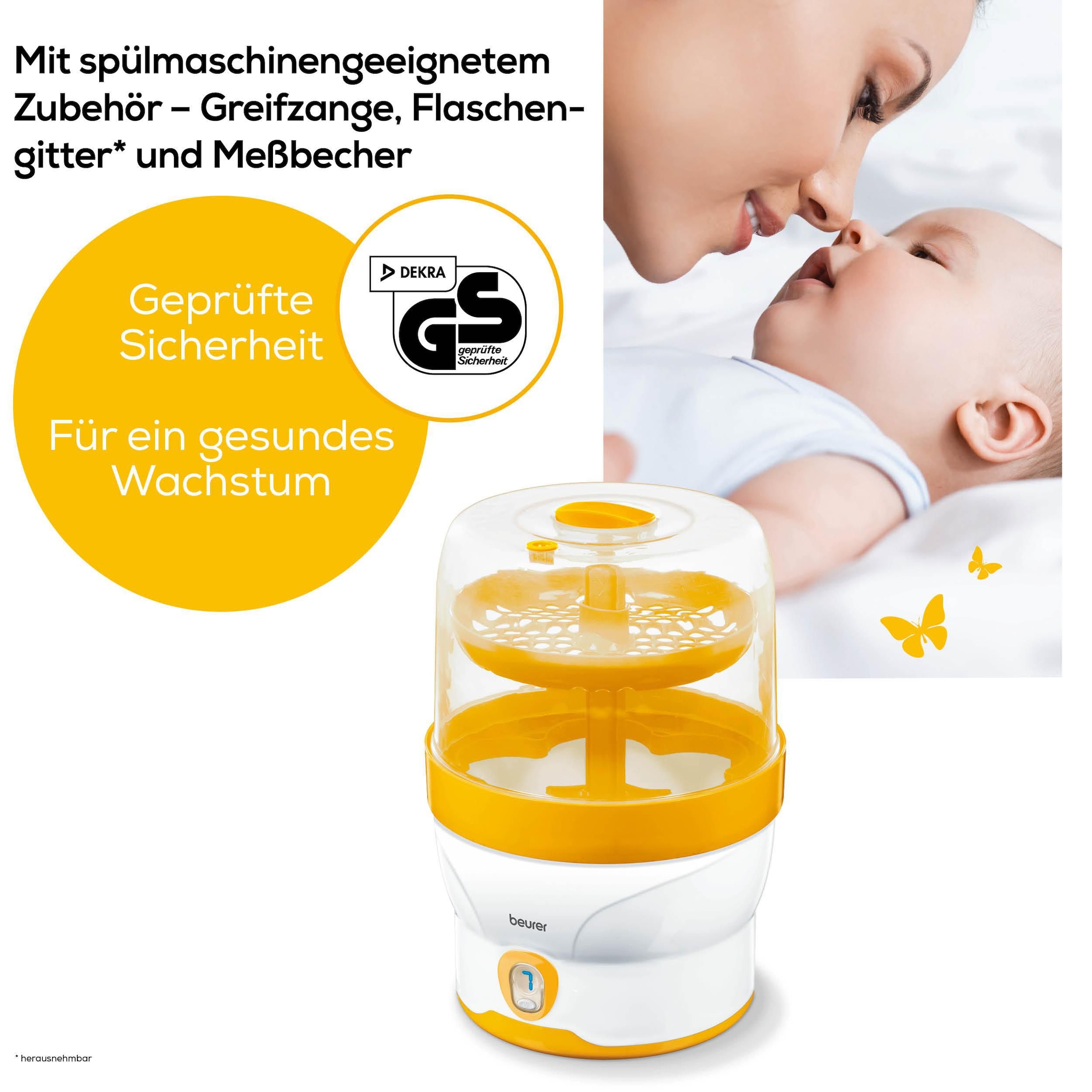 BEURER Dampfsterilisator »BY 76 zur Beseitigung von Haushaltsbakterien«, Desinfiziert 6 Fläschchen und Zubehör in 7 Minuten