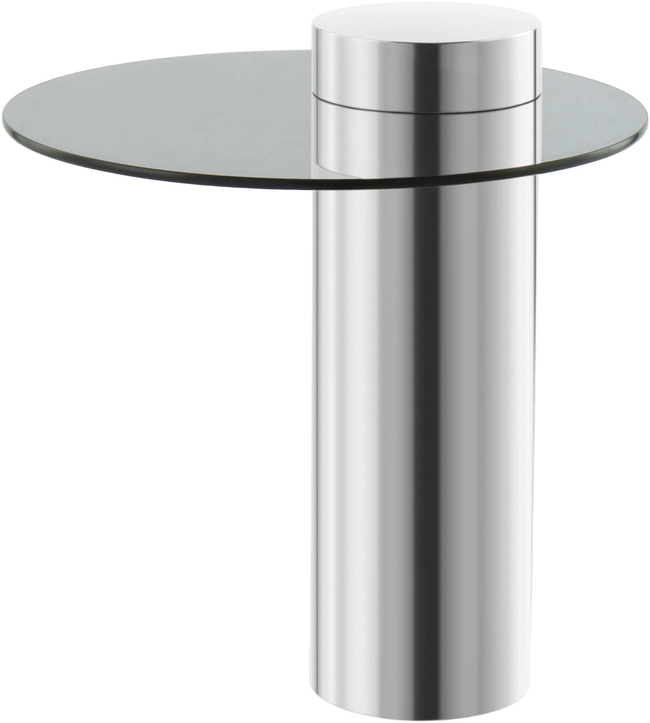 Kayoom Beistelltisch »Ontario 125, Runde  Glasplatte aus Sicherheitsglas, 100% Edelstahl« 1 Stk. tlg. Minimalistisches Design, Säulengestell, pflegeleicht