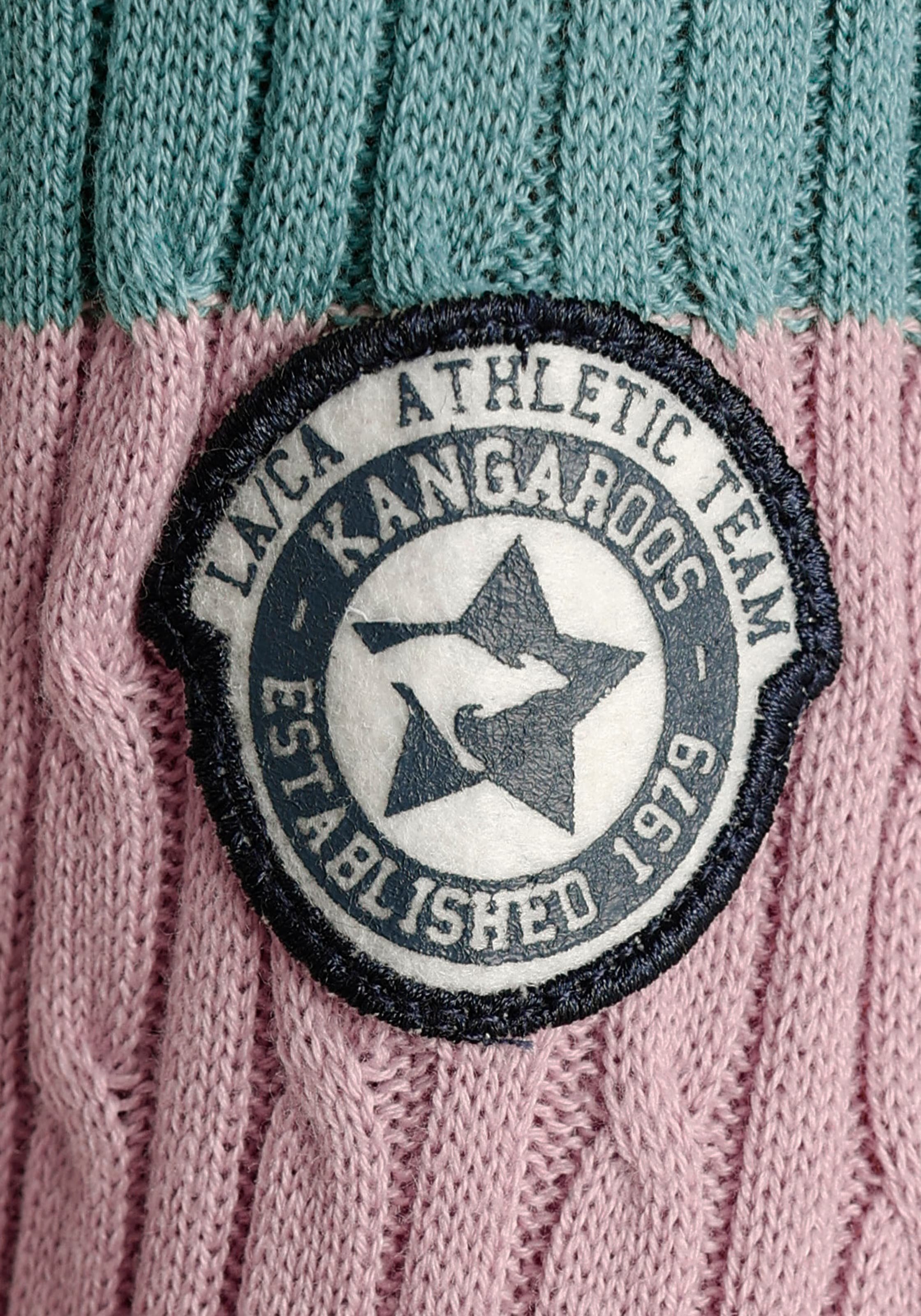 KangaROOS Rundhalspullover, mit modischen Blockstreifen & trendigem Strickmuster