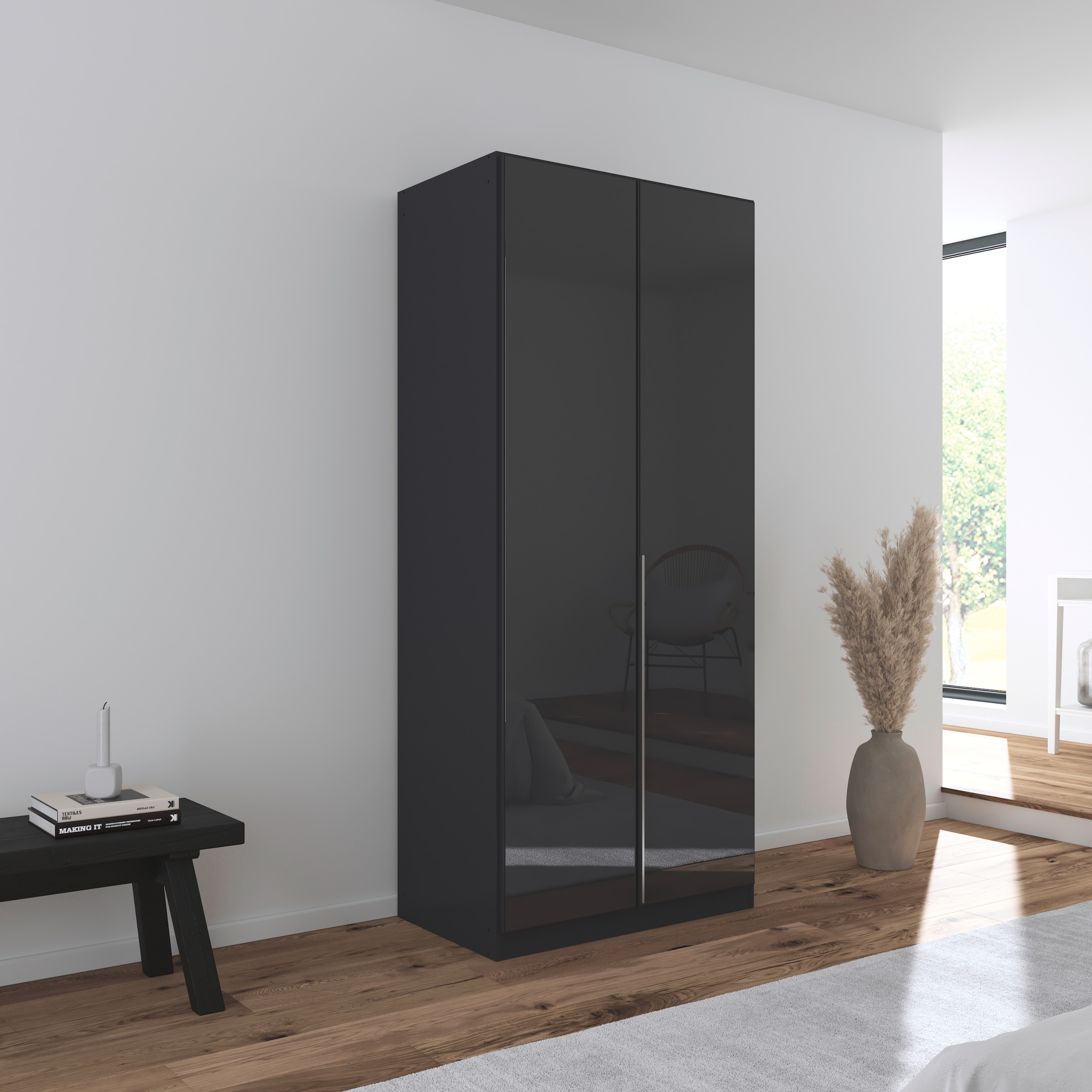 rauch Drehtürenschrank »Kleiderschrank Kleiderschränke Schrank Garderobe AGORDO mit Glasfront«, (in zwei Griff-Farben), durchdachte Innenausstattung, in 6 Breiten und 2 Höhen MADE IN GERMANY