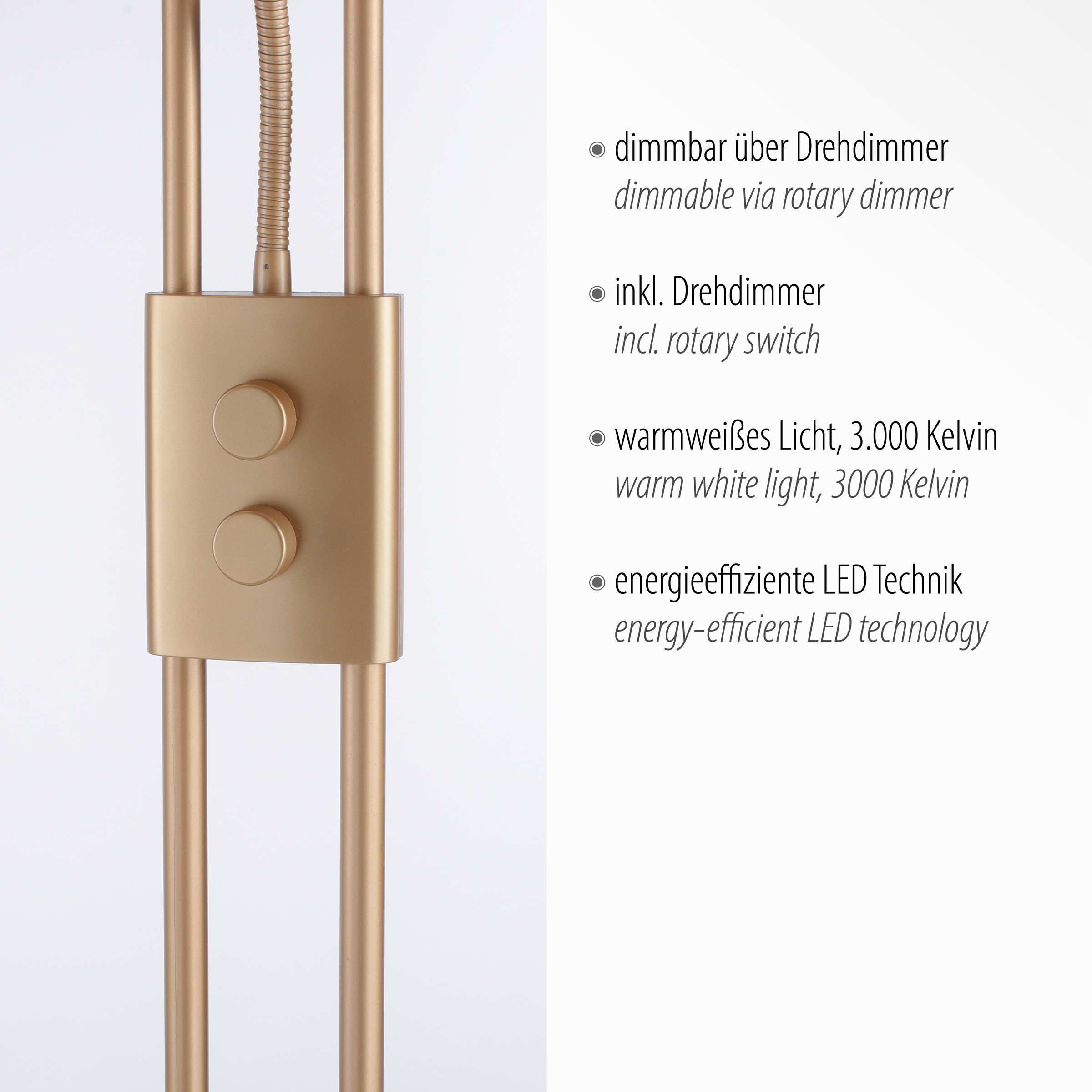 JUST LIGHT Stehlampe »HELIA«, 3 flammig, Leuchtmittel LED-Board-LED-Board | LED fest integriert-LED fest integriert, LED, dimmbar über Drehdimmer, Schalter, Drehschalter