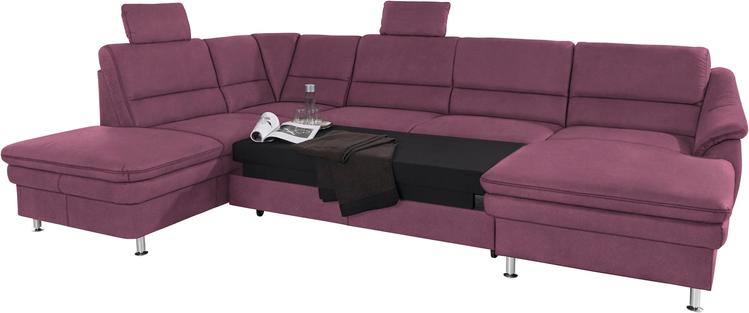 sit&more Wohnlandschaft »Cardoso U-Form«, mit Federkern und Kopfstützen, mit Bettfunktion und Relaxfunktion