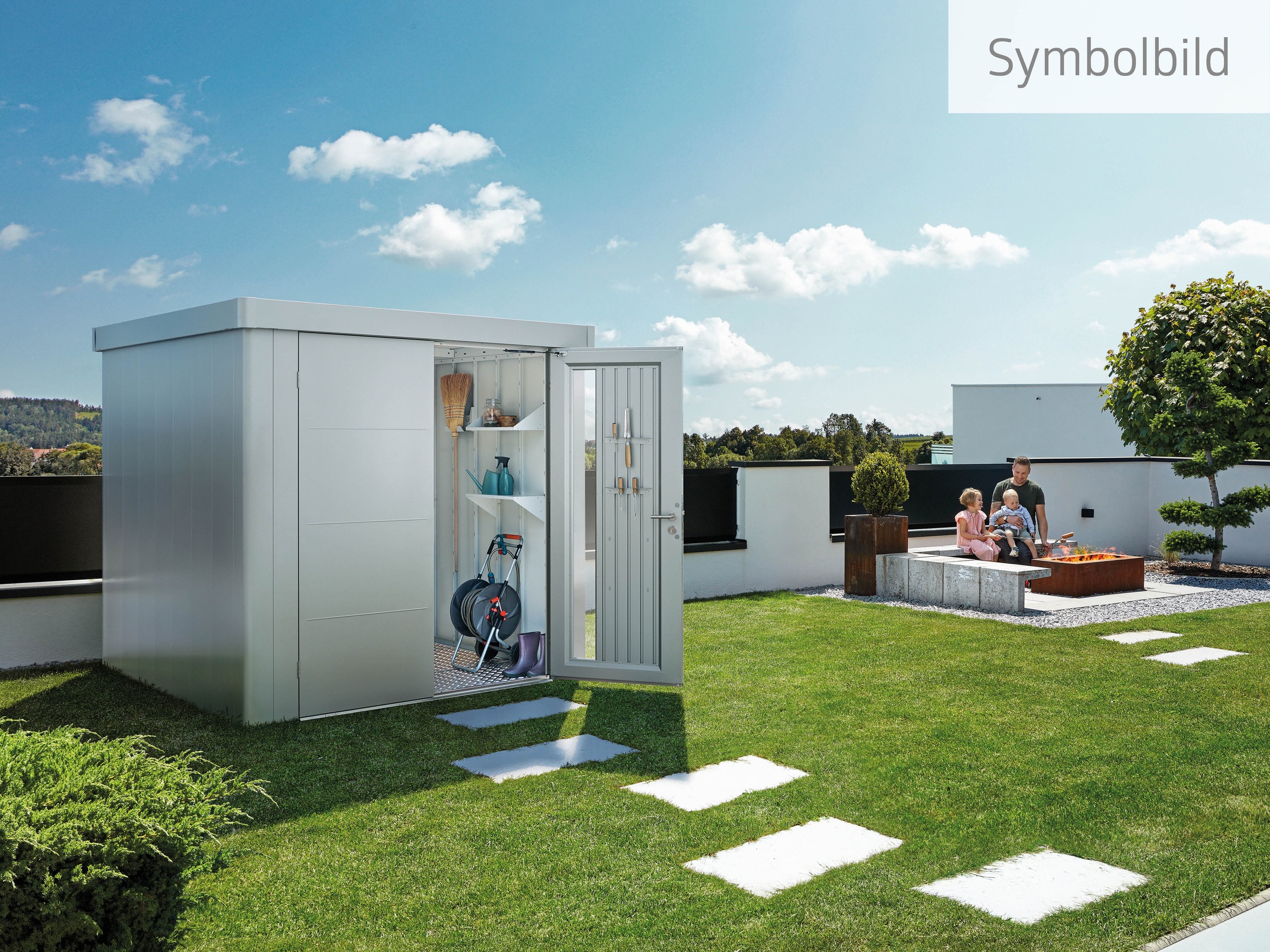 Biohort Gerätehaus »NEO Gr. 1C, verschiedene Farben«, stylisches Gartenhaus mit Flachdach