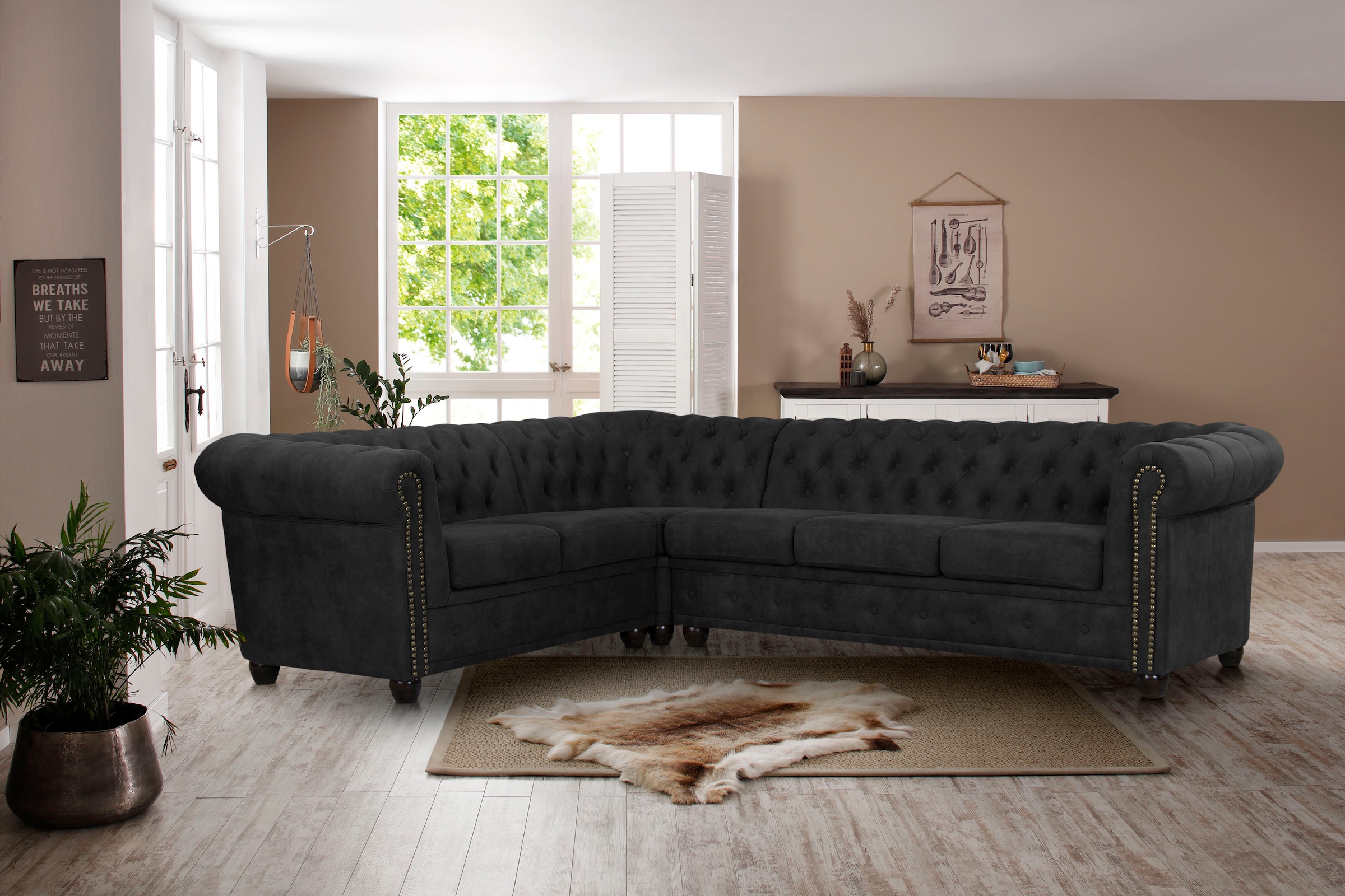 Home affaire Chesterfield-Sofa "Rysum L-Form", Chesterfield-Optik, langer S günstig online kaufen