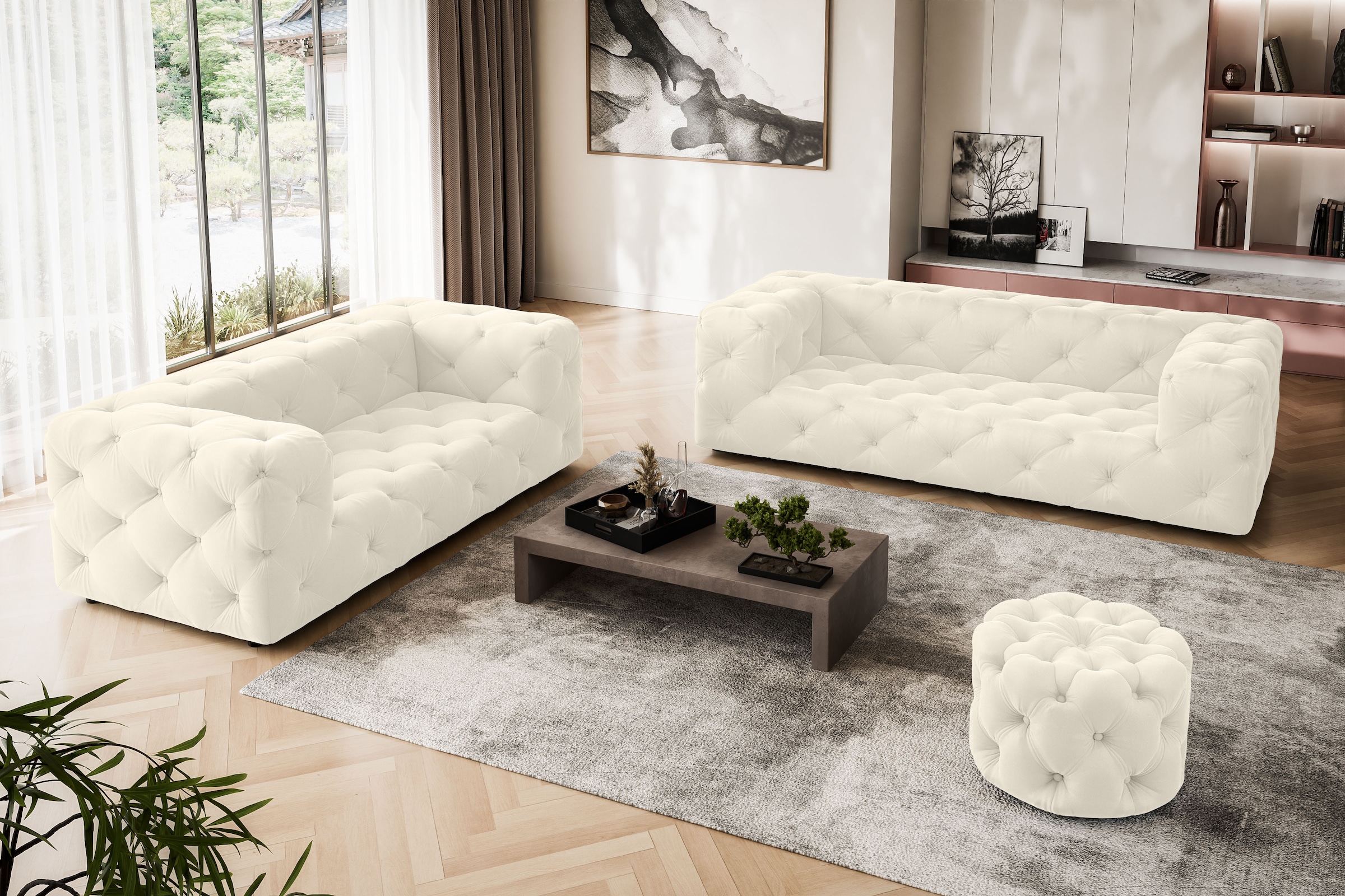 Places of Style 3-Sitzer »FOLLINA«, 3-Sitzer Sofa mit klassischer Chesterfi günstig online kaufen