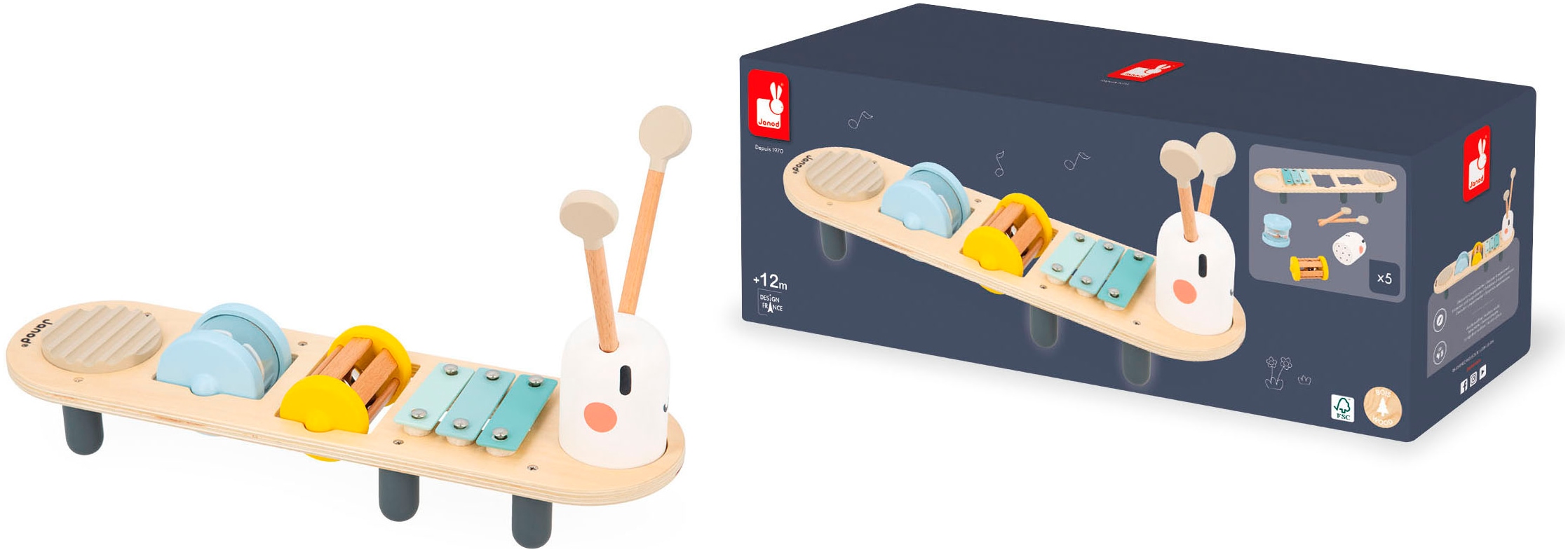 Janod Spielzeug-Musikinstrument »Aktivitäts-Raupe«, FSC®- schützt Wald - weltweit