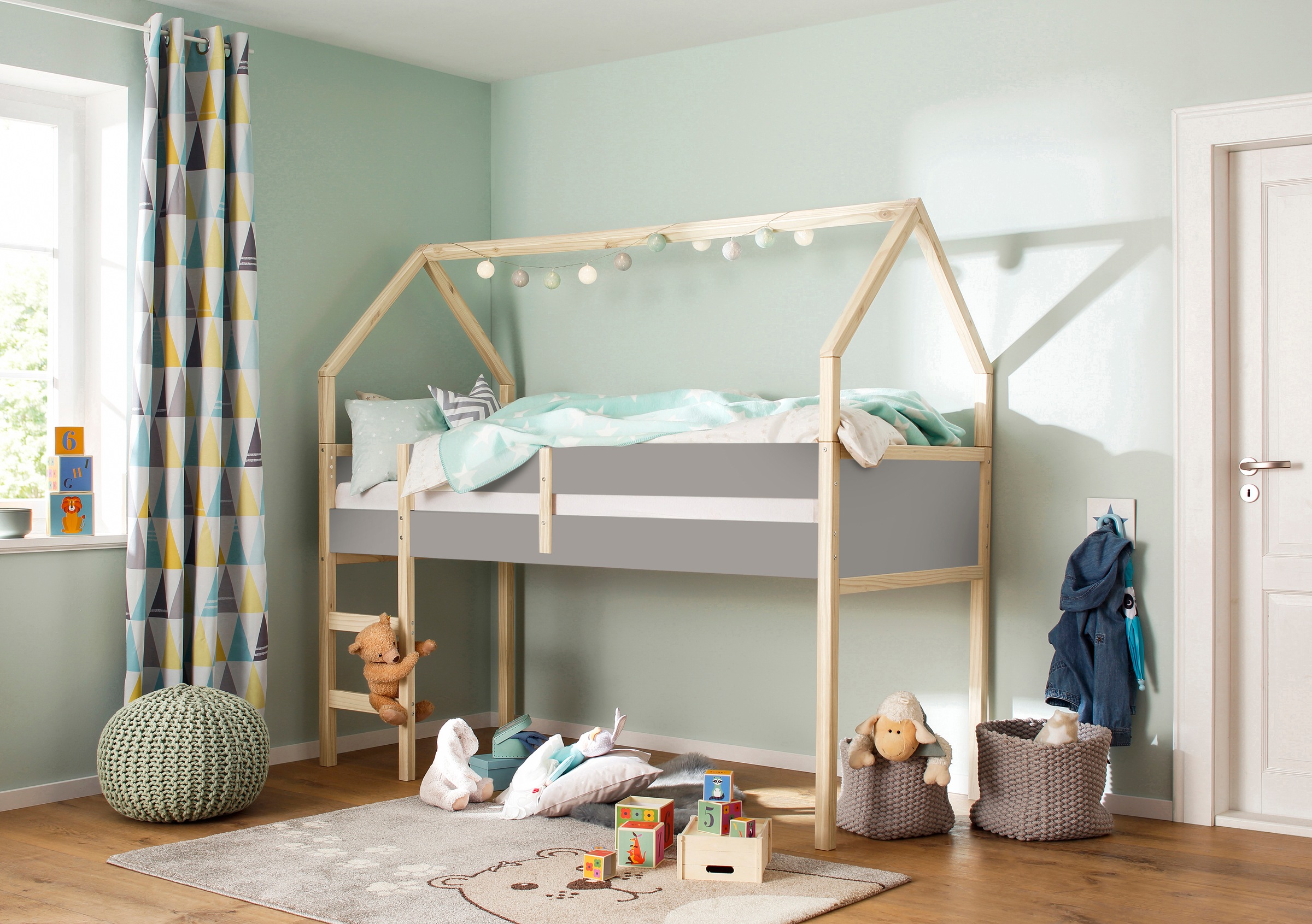 Lüttenhütt Hochbett »Janne«, Kiefernholz, Einzelbett, inklusive Holzleiter, günstig online kaufen