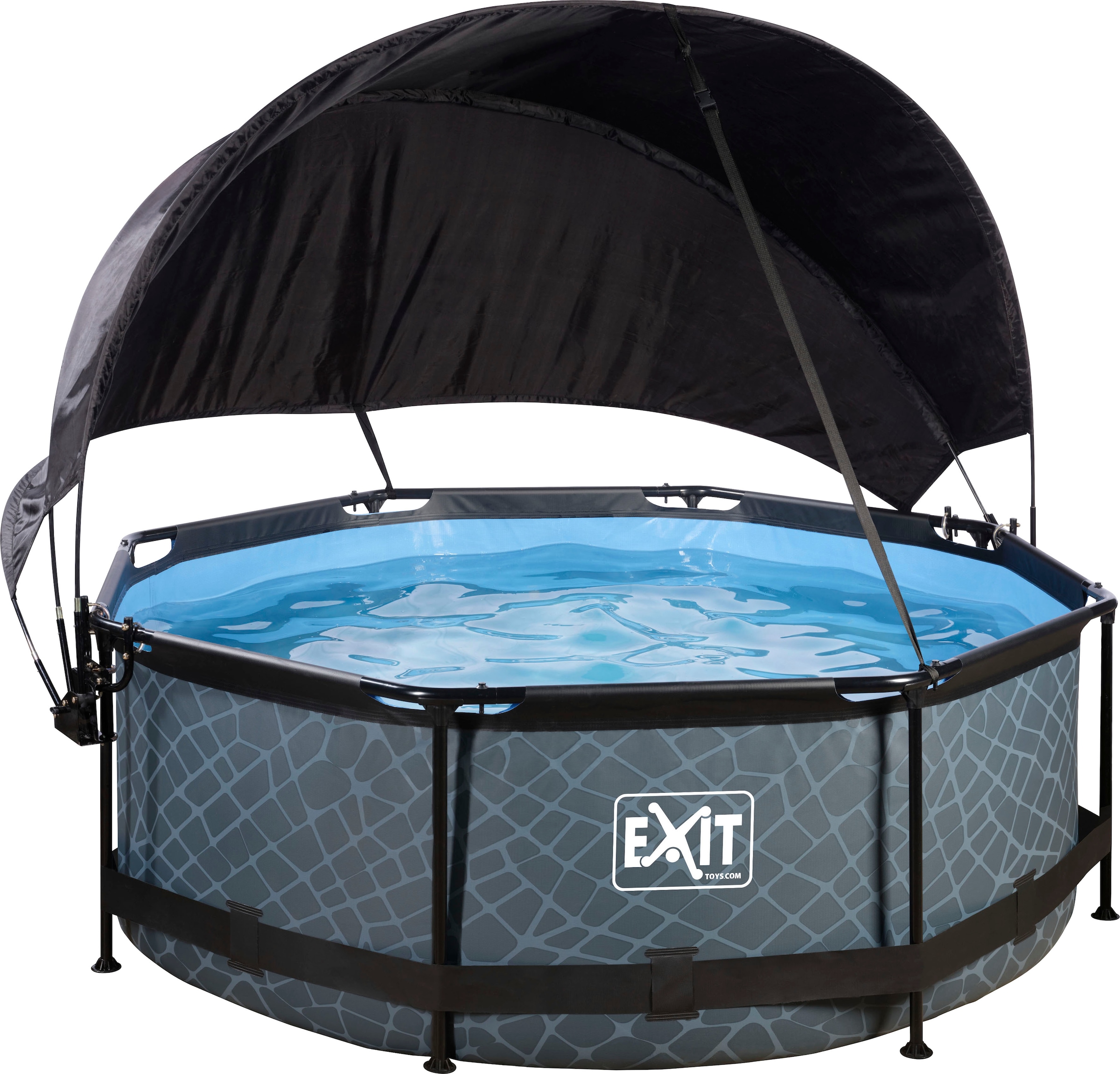 EXIT Framepool »inkl. Sonnensegel«, (Set, 3 tlg.), ØxH: 244x76 cm, mit Kartuschenfilterpumpe und Sonnensegel