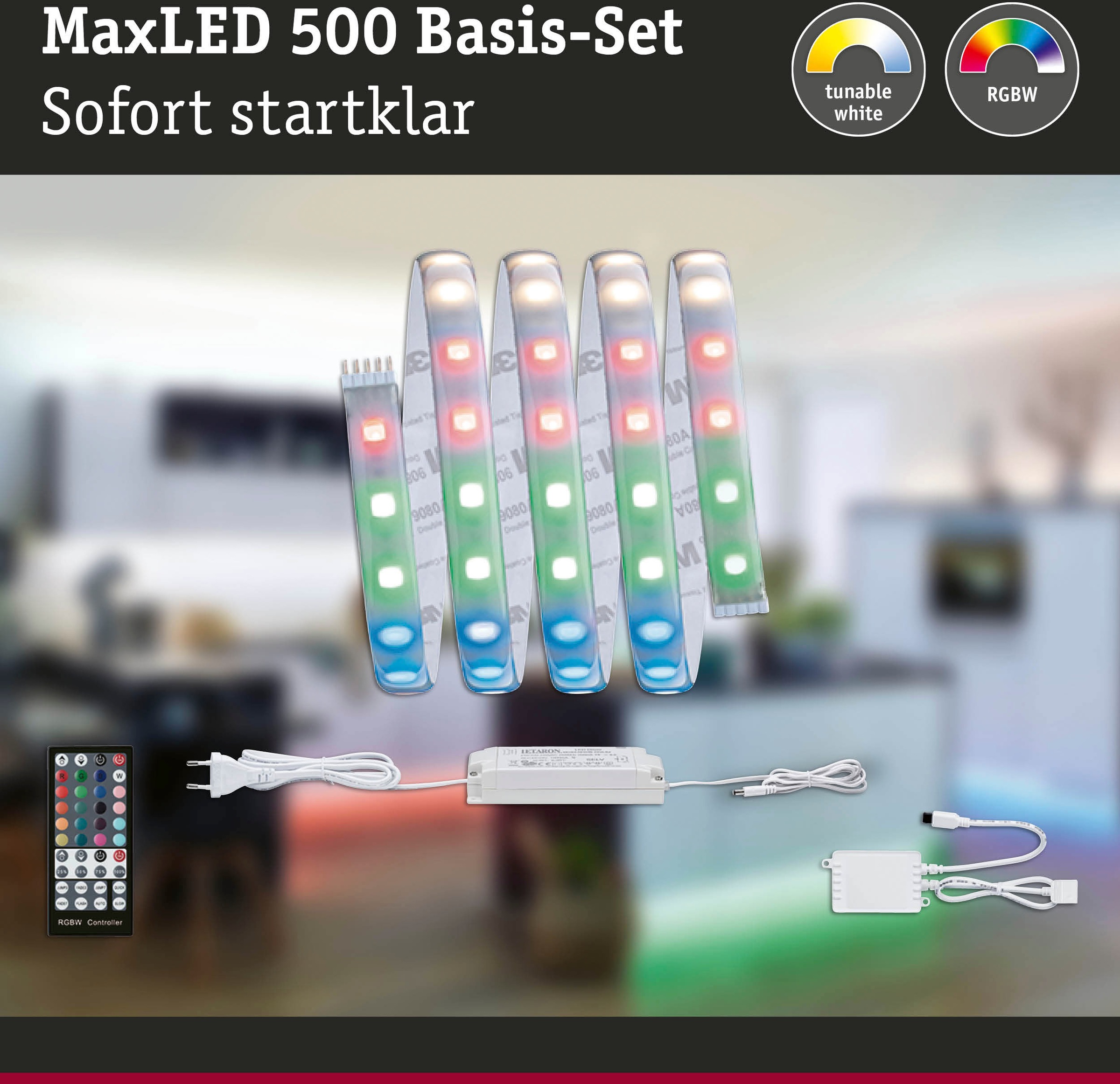 Paulmann LED-Streifen »MaxLED 500 Basisset 1,5m RGBW+ IP44 18W 440lm/m beschichtet«, 1 St.-flammig