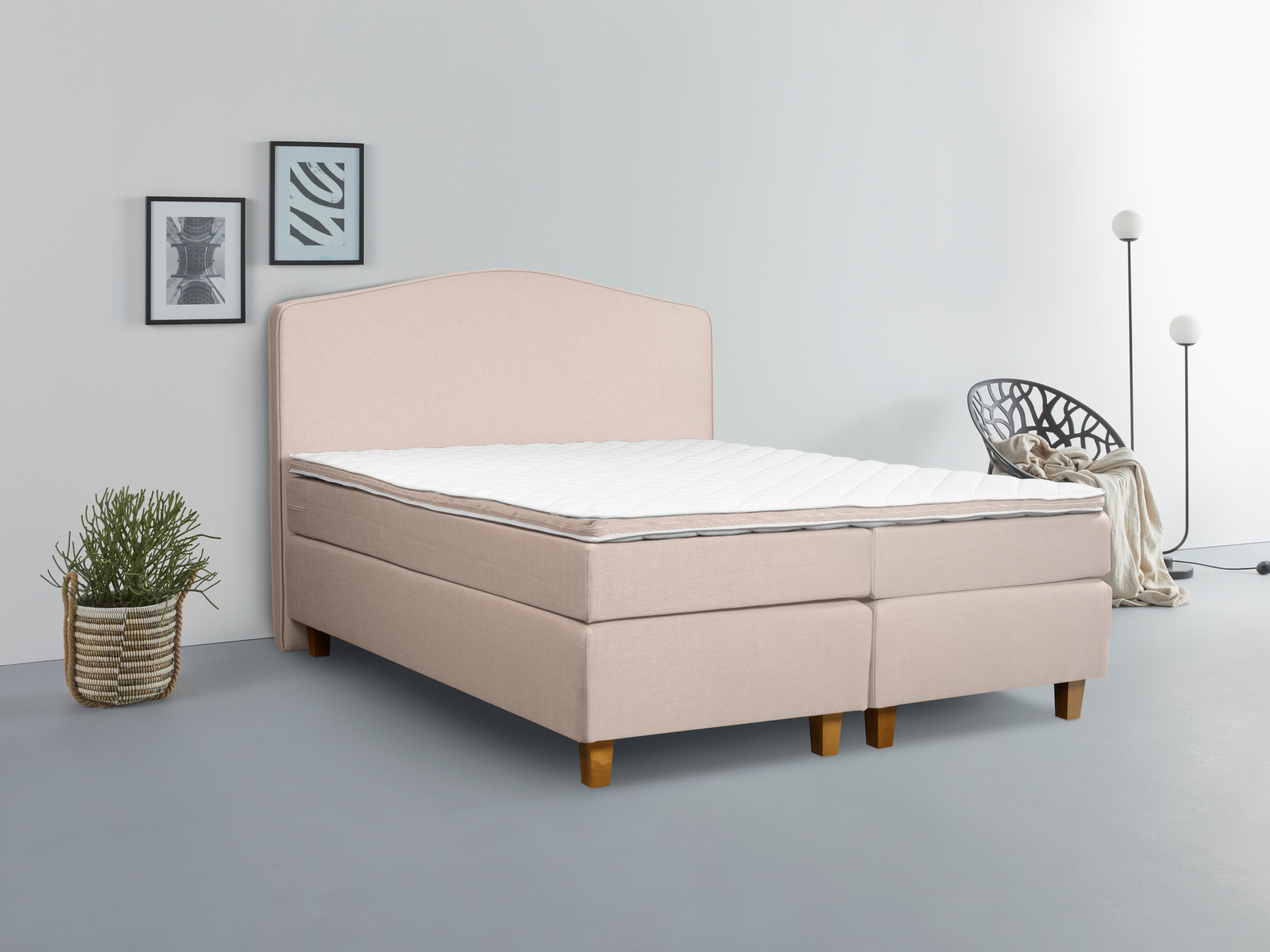 INOSIGN Boxspringbett "Jalma" Füße aus massiver Birke ; Inkl. Topper günstig online kaufen