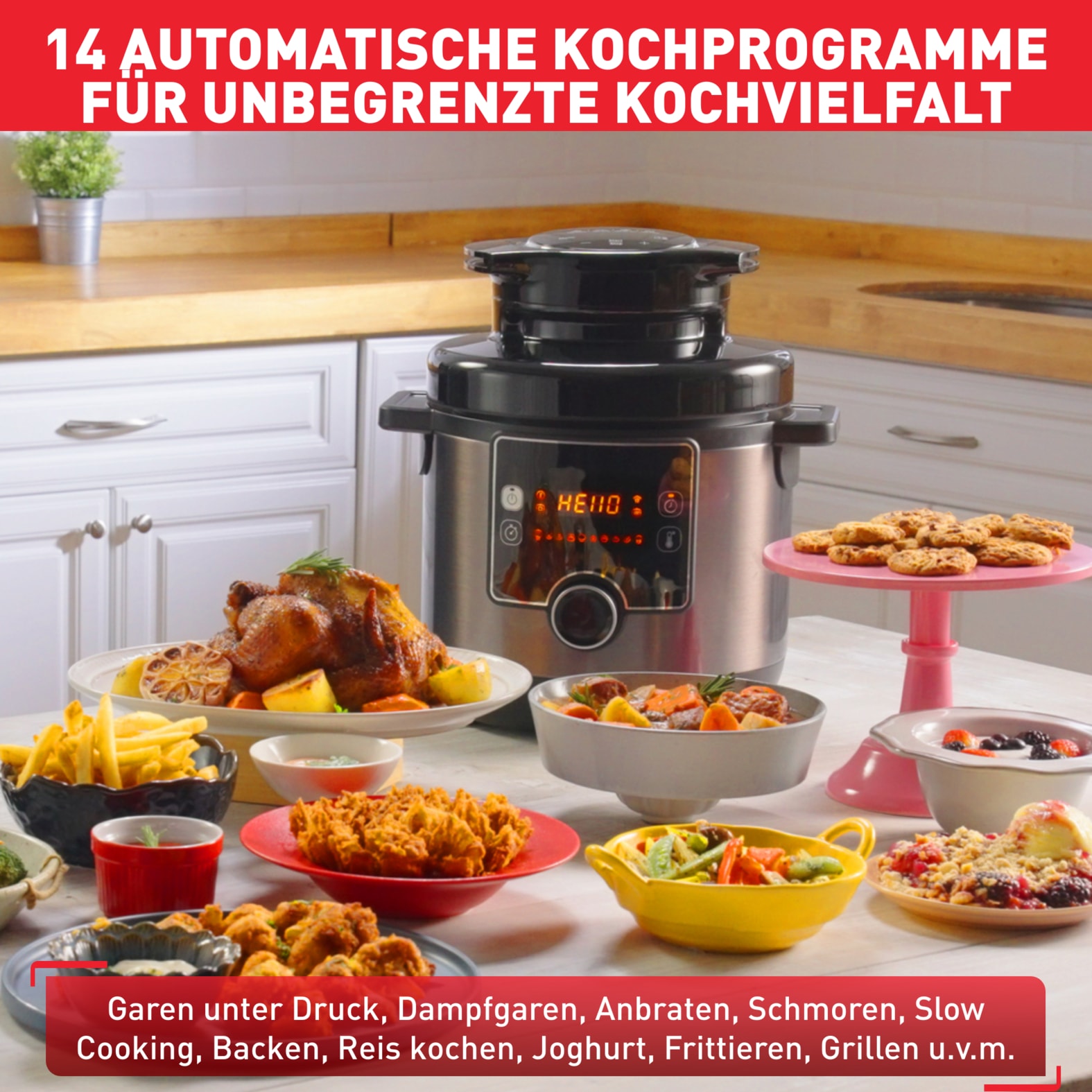 Tefal Multikocher »CY7788 Turbo Cuisine & Fry«, Schnellkochfunktion, 10 aut. Kochprogramme, 4 Extra Crisp Programme