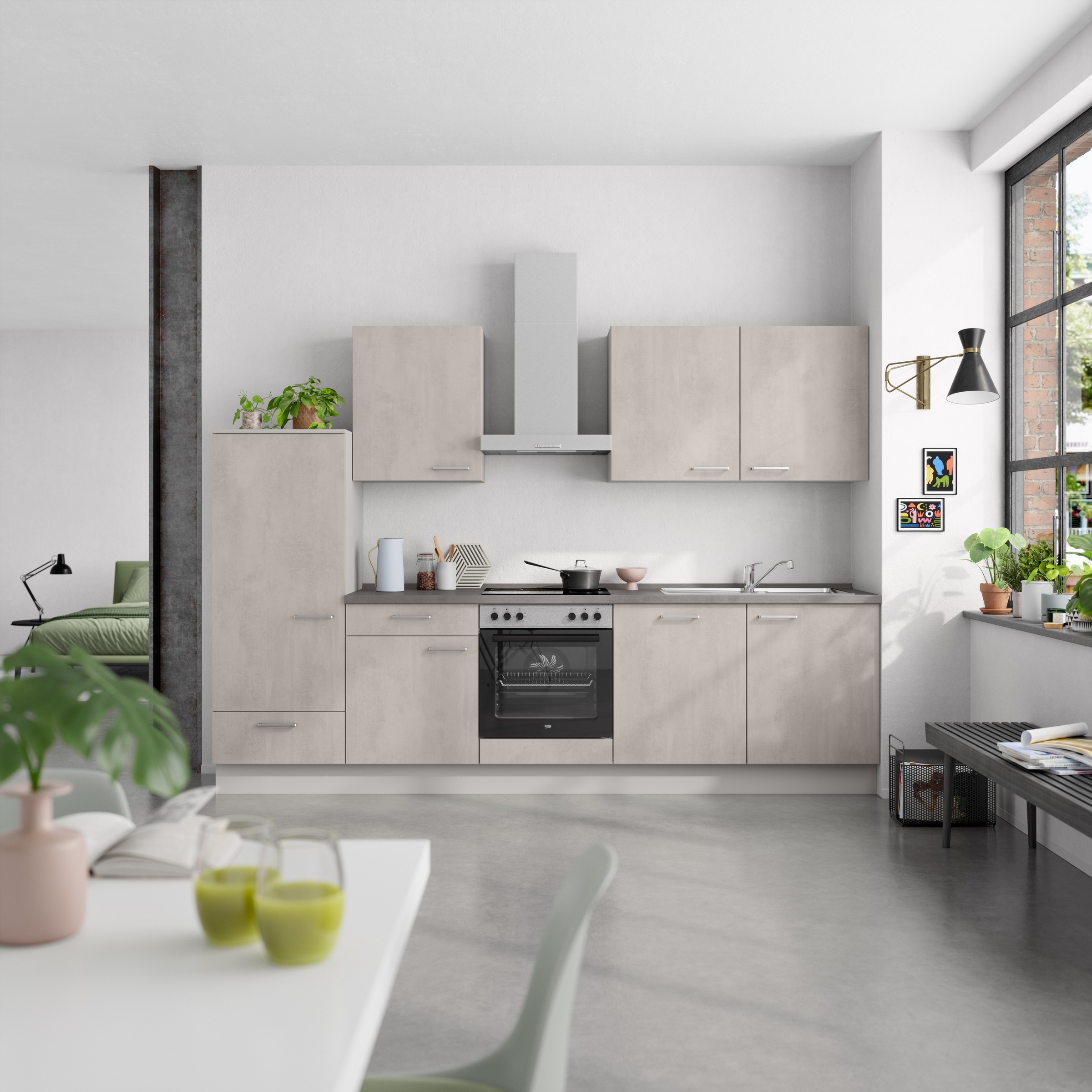 nobilia® Küchenzeile »"Riva I"«, vormontiert, Ausrichtung wählbar, Breite 300 cm, wahlw. mit E-Geräten