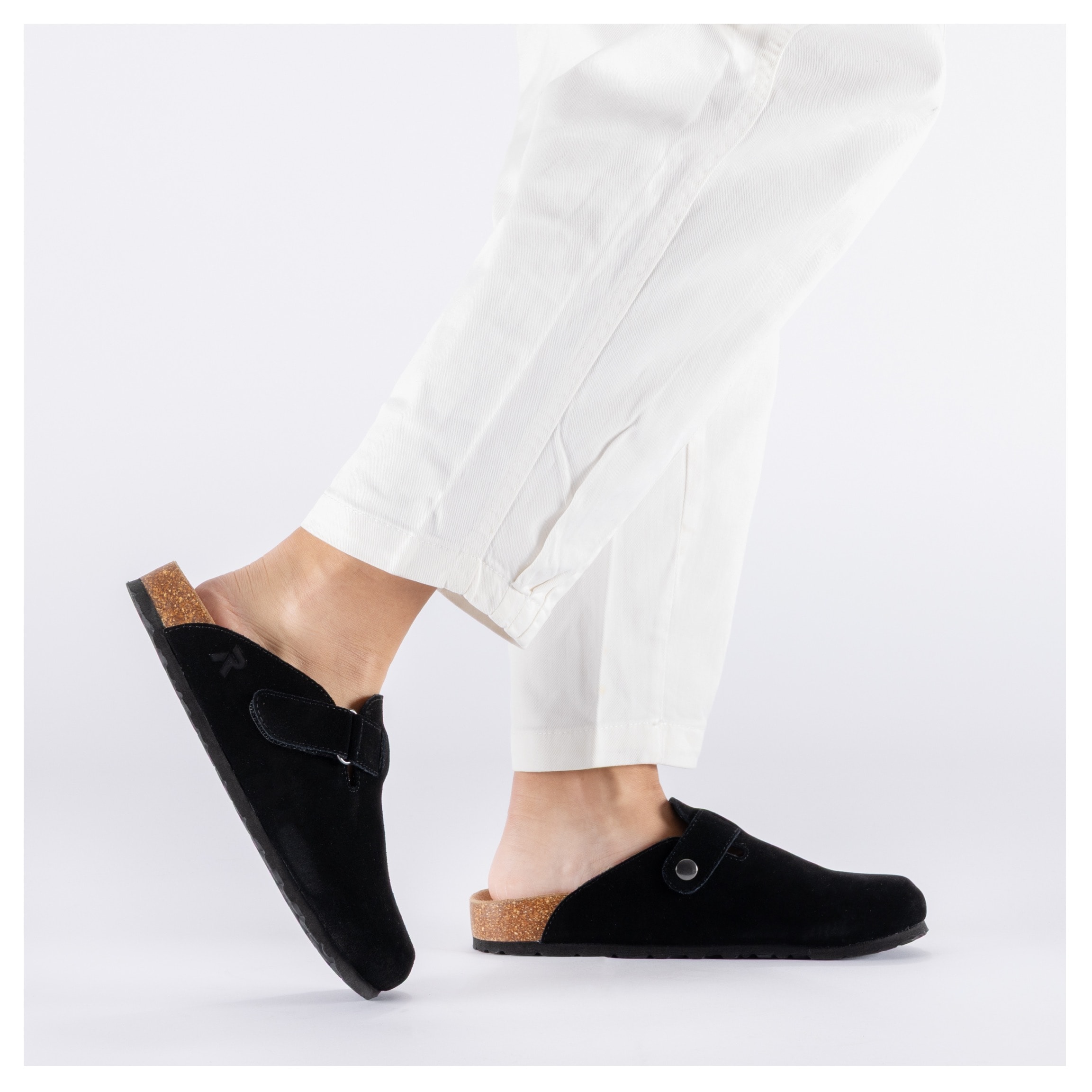 Rieker Clog  Pantolette, Hausschuh, Sommerschuh mit Klettriemchen